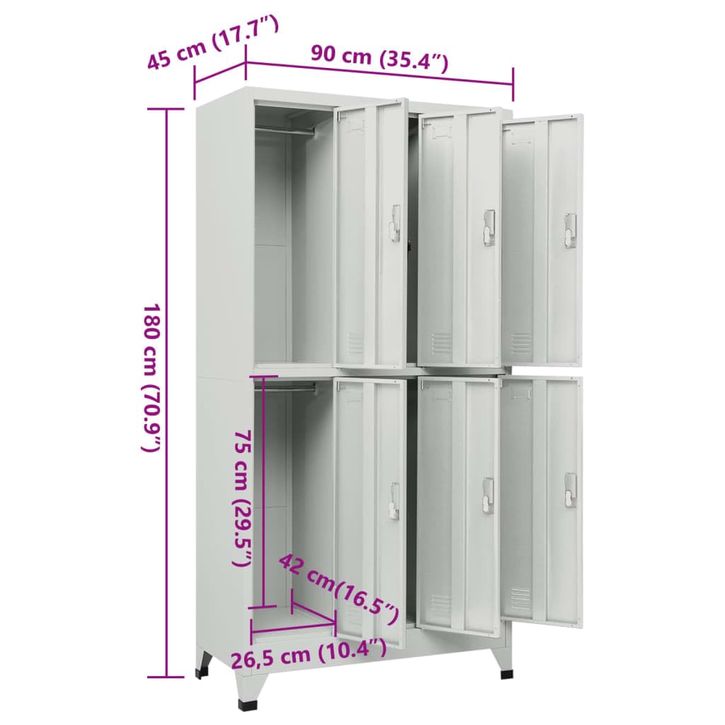 Steel Grey 6-Compartment File Cabinet - Heavy Duty Metal Storage Organizer for Office, Home & School Documents