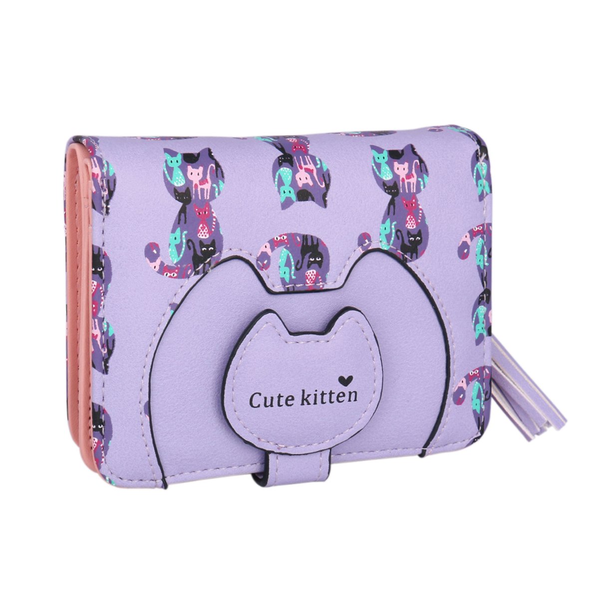 Stylish Women's Cute Cat Wallet with Tassel - Small Coin Purse for Credit Cards & Cash - Perfect for Everyday Use, Travel, and Gift Giving