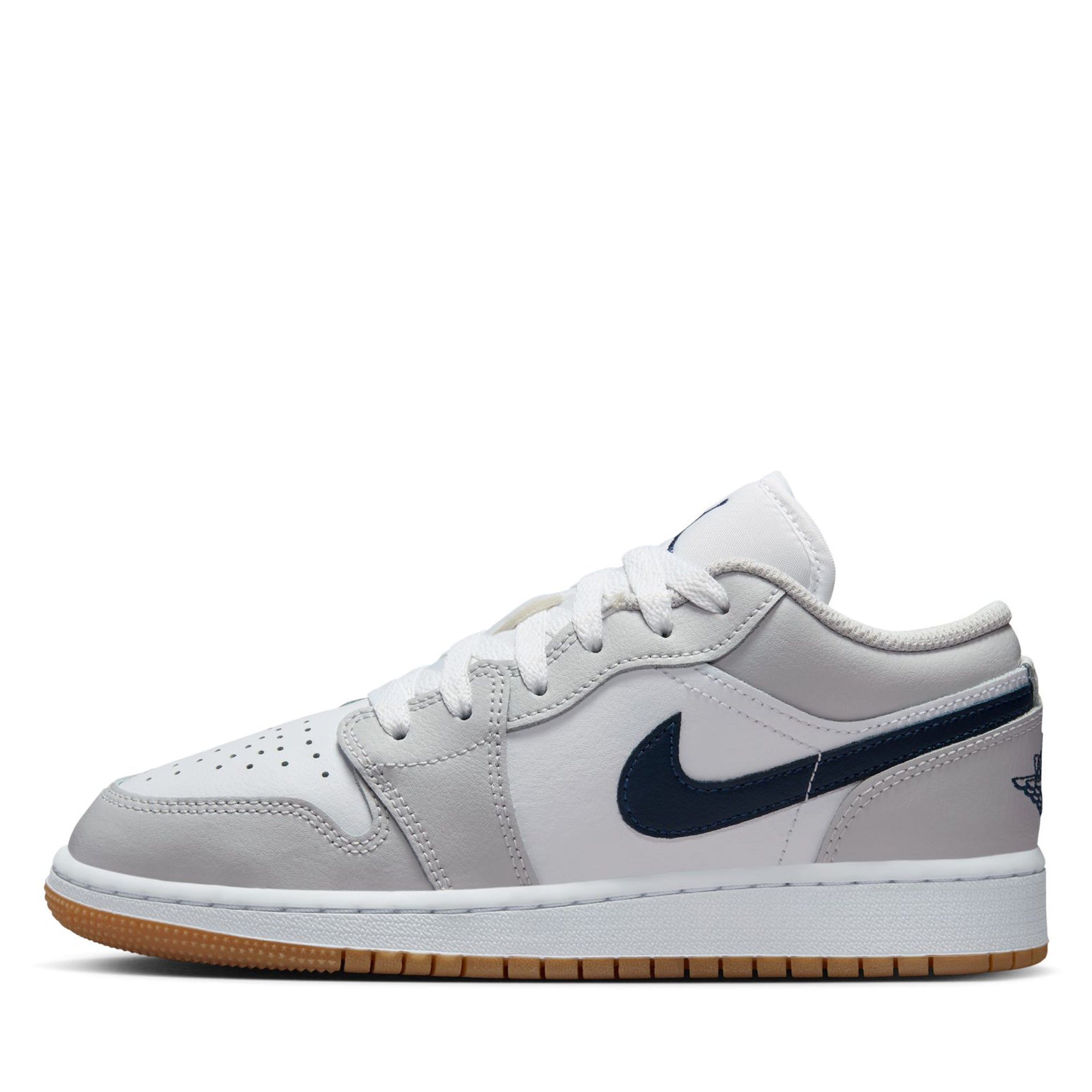 Air Jordan 1 Low GS Sneakers - White & Midnight Navy Basketball Shoes for Kids - Perfect for School, Sports & Casual Wear