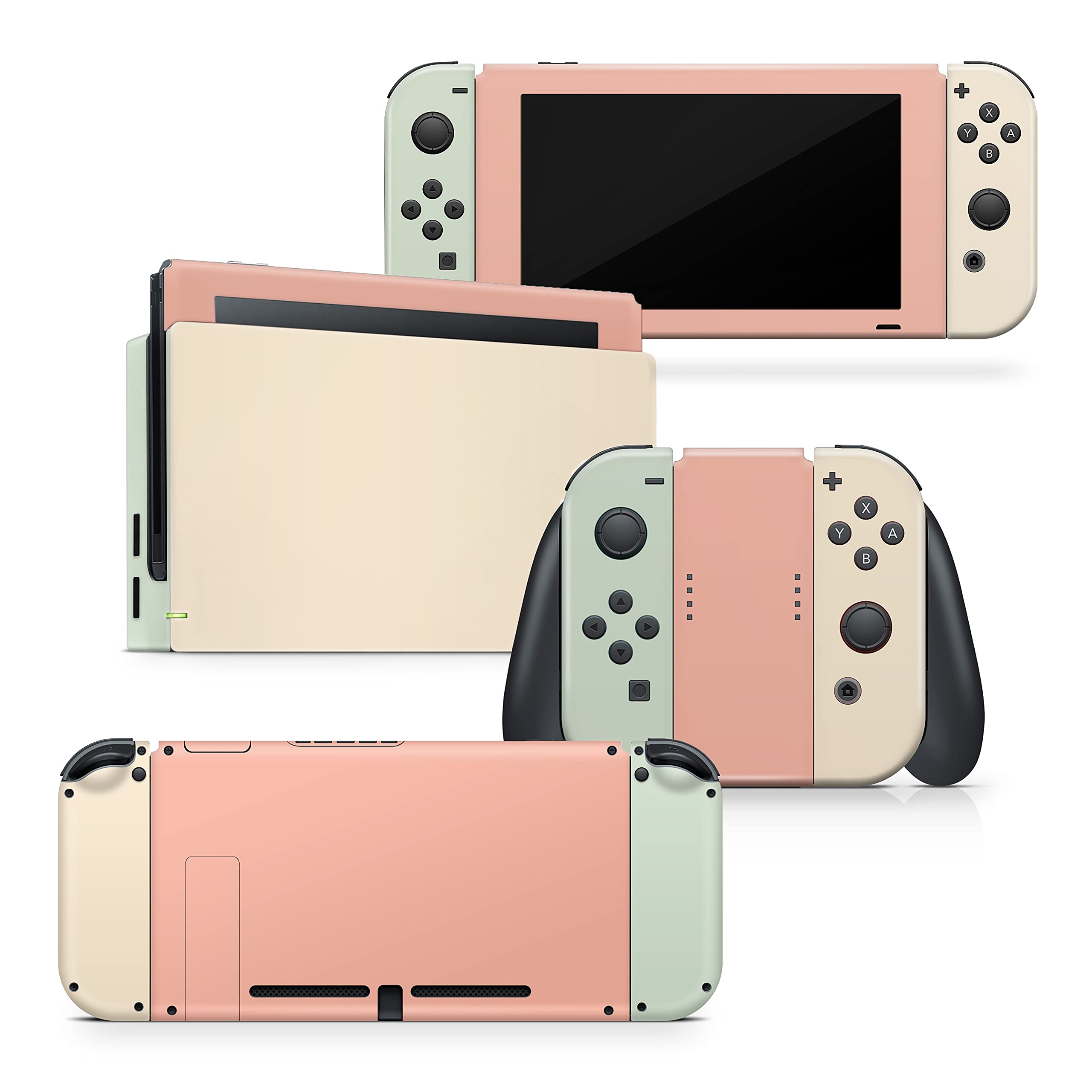 Pastel Classic Nintendo Switch Skin Wrap Cover - Premium 3M Vinyl Full Wrap Decal with Color Blocking Design | Compatible with Nintendo Switch Console | Perfect for Gaming Protection and Personalization