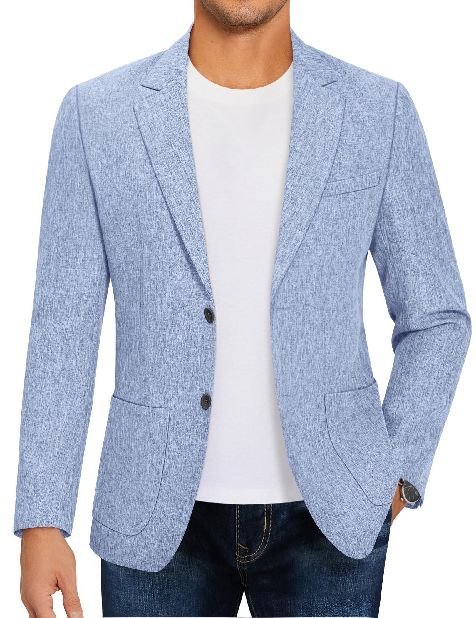 COOFANDY Men's Lightweight Casual Blazer Sport Coat - Slim Fit Two Button Business Suit Jacket for Office, Wedding & Formal Events | Breathable & Comfortable Work Attire