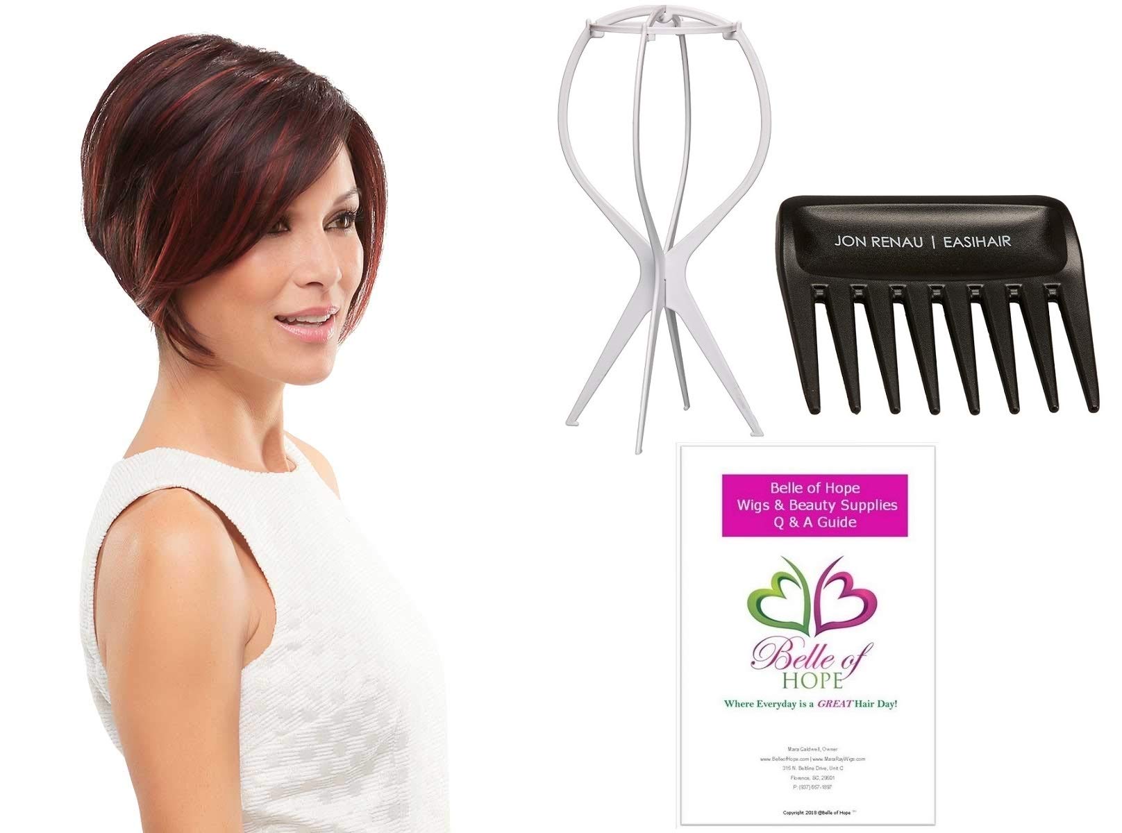 Jon Renau Ignite Lace Front HD Wig 4PC Bundle with Plastic Wig Stand, Wide Tooth Comb & Styling Guide - Premium Synthetic Hairpiece for Women - Perfect for Daily Wear, Cosplay & Special Occasions