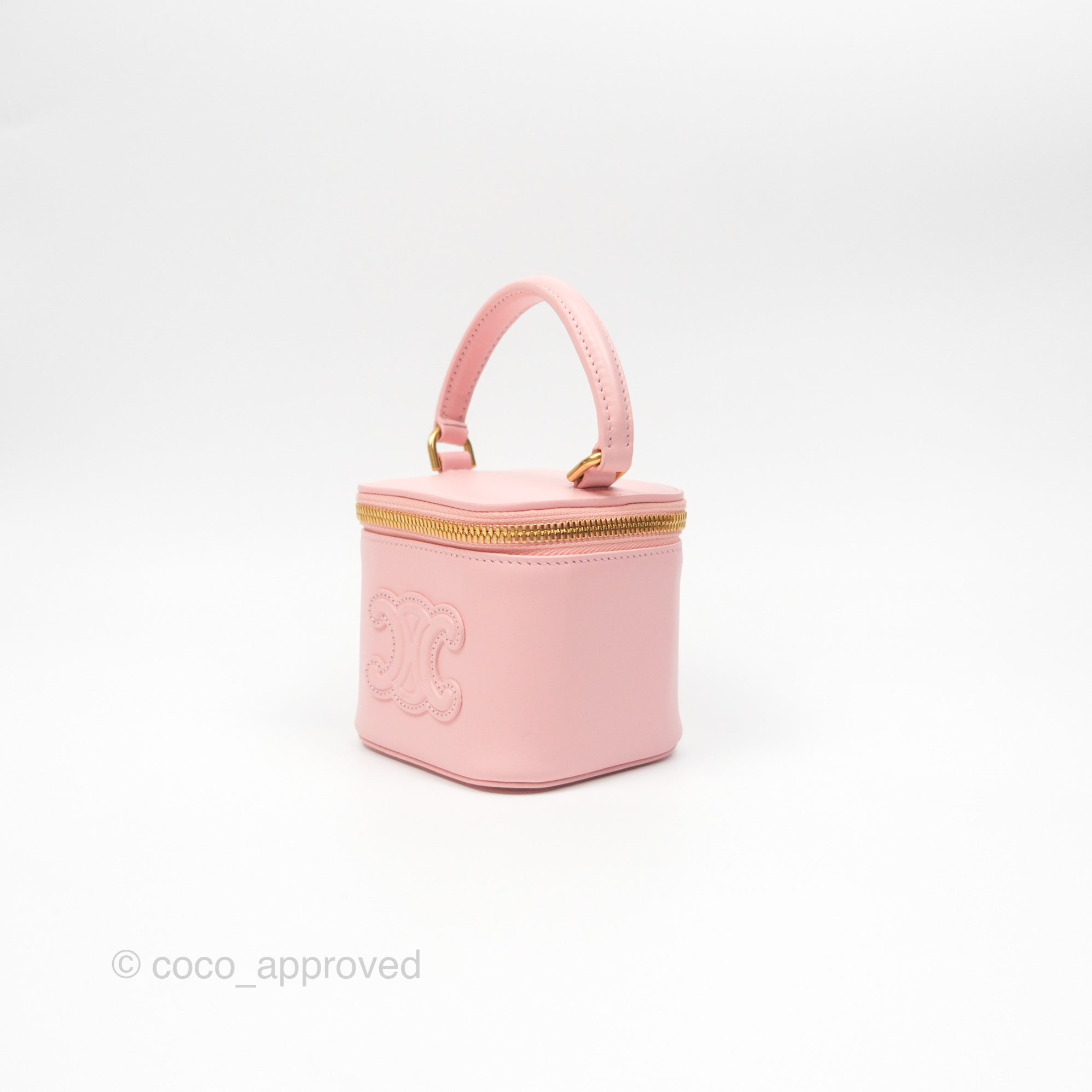 Celine Mini Vanity Case in Triomphe Smooth Calfskin Leather - Light Pink Crossbody Bag for Women | Perfect for Date Night, Travel & Everyday Use