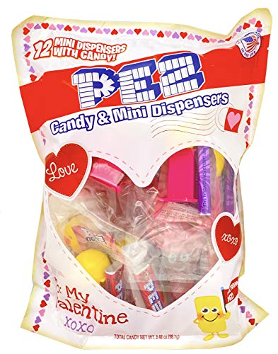 Valentine's Day Pez Candy Dispensers Set - 12 Mini Emoji Candy Dispensers with Refills (3 of Each Design) - Perfect for Valentine's Gifts, Party Favors, and Classroom Treats
