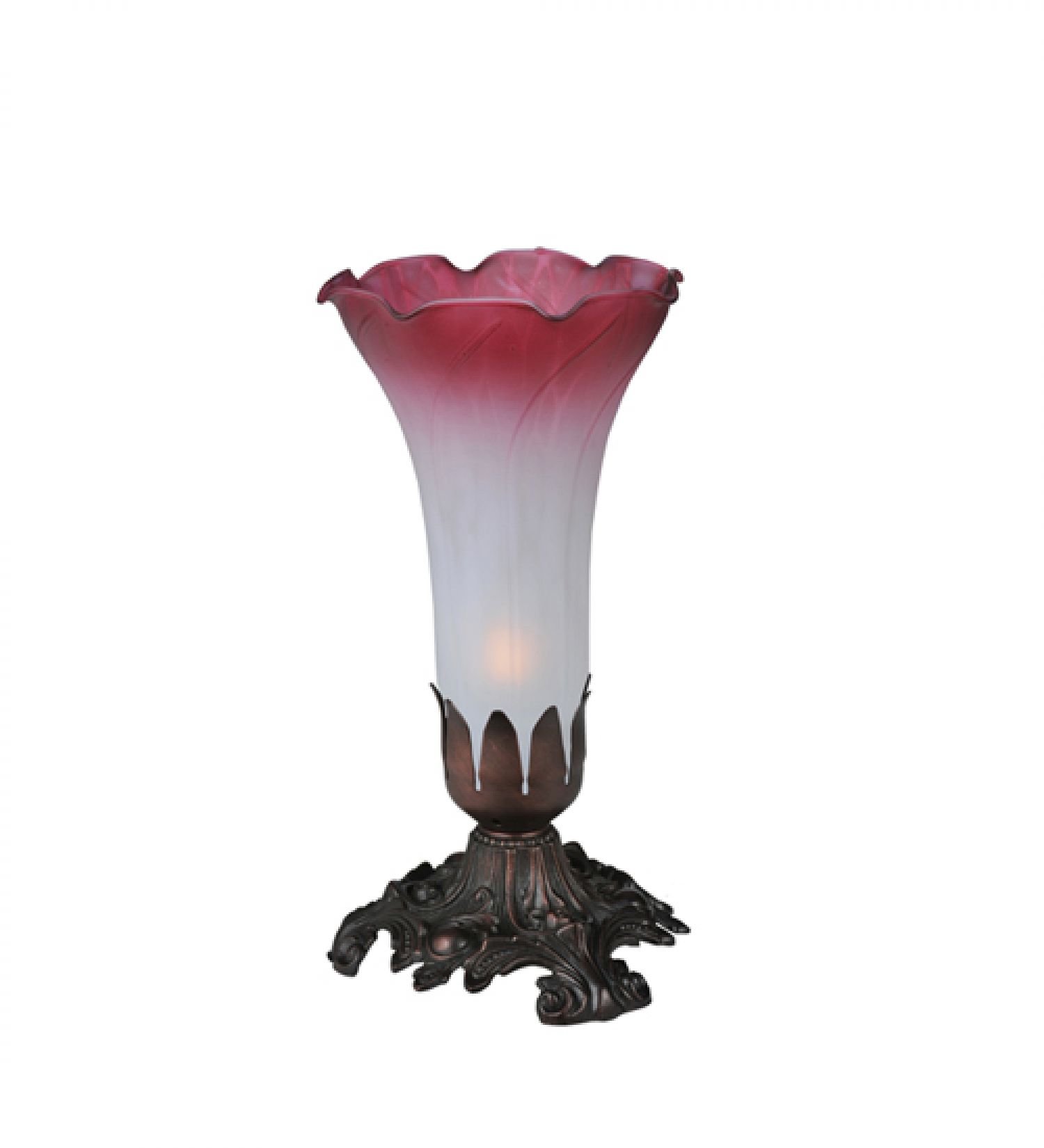 StarSun Depot 8 Inch Pink and White Pond Lily Accent Lamp - Decorative Table Light for Bedroom, Living Room, or Office Decor