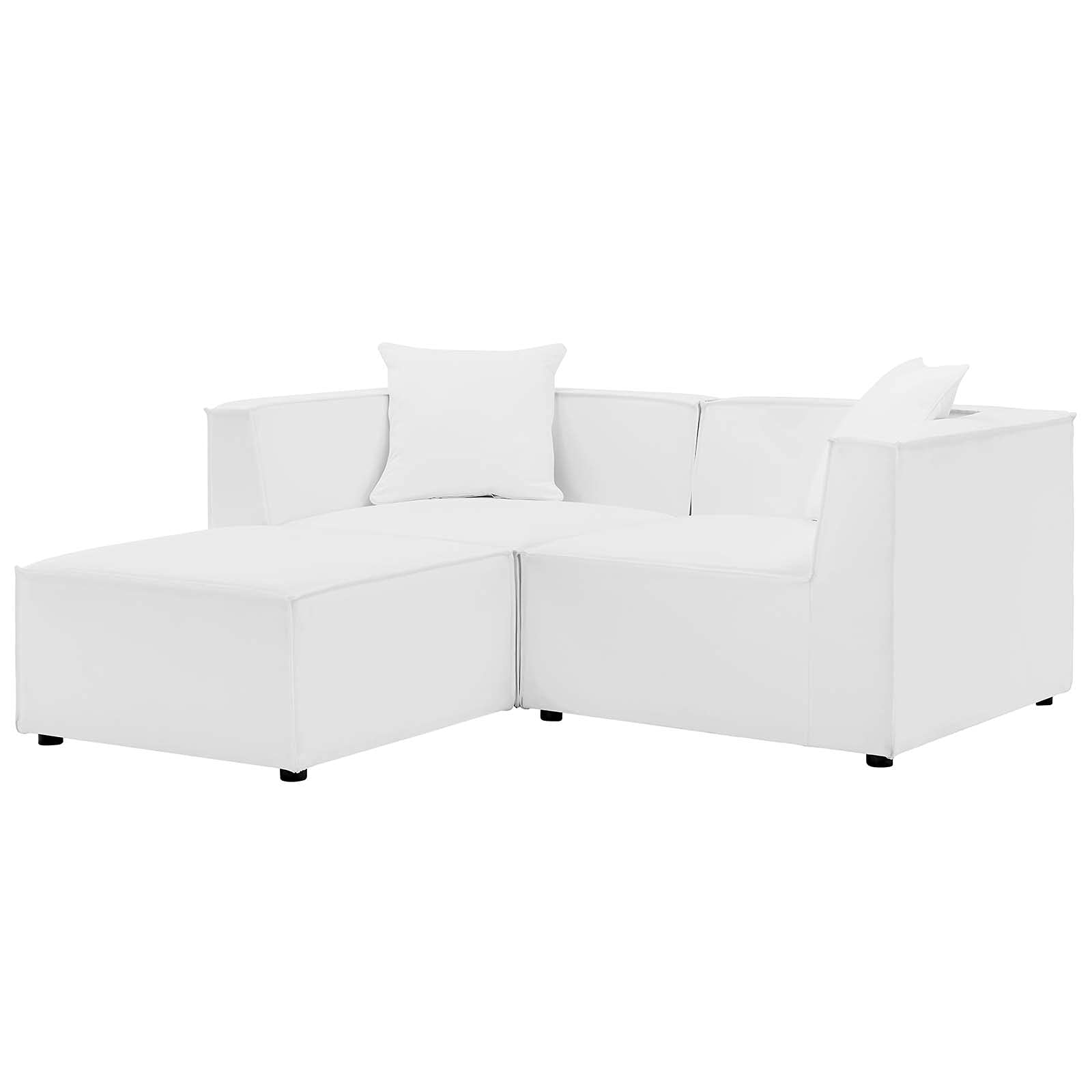 Modern White Fabric Lounge Loveseat Chaise Sofa for Outdoor Patio, Balcony, Cafe, Bistro, Garden, Hotel – Perfect for Relaxing and Entertaining