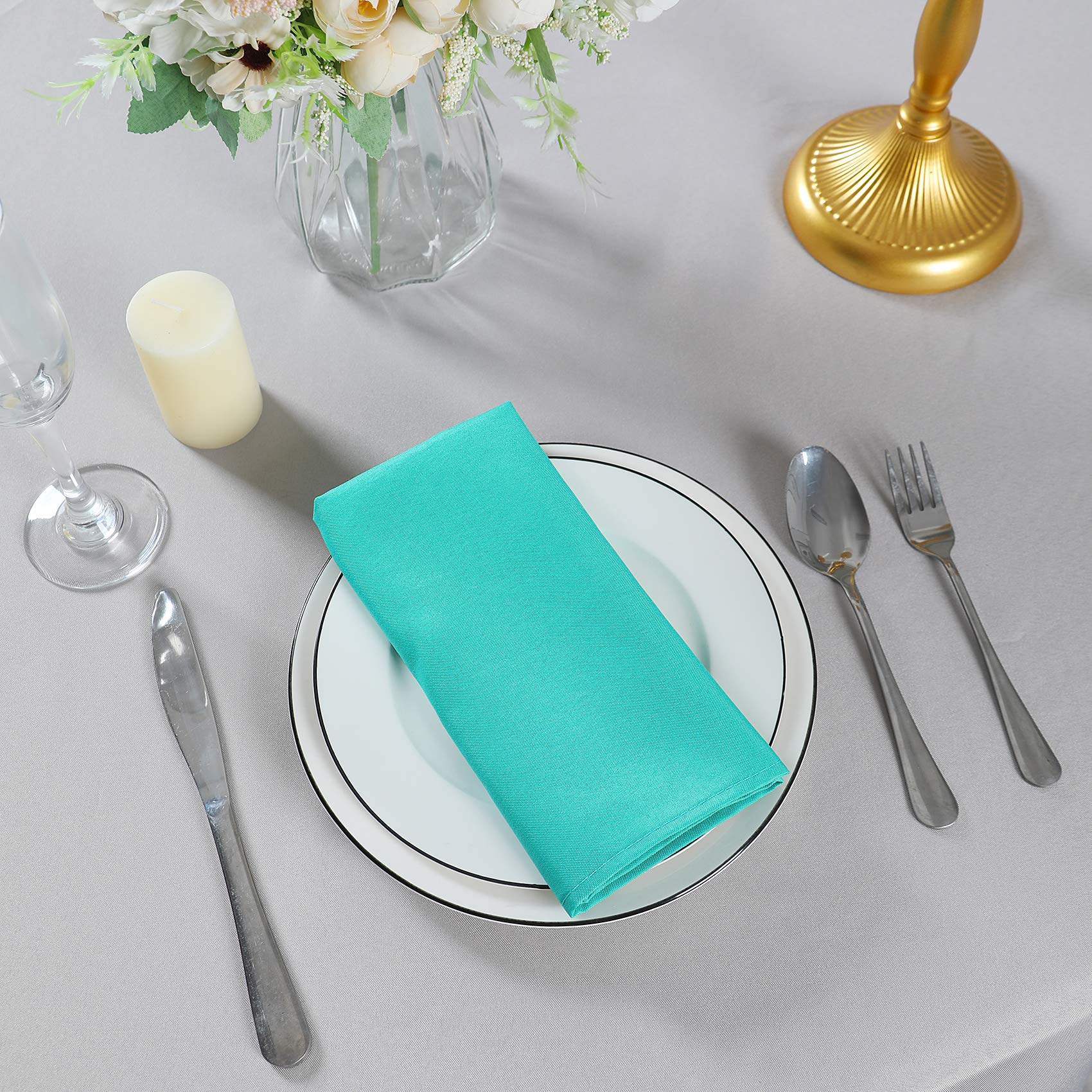 100PCS 20x20 Inch Soft Polyester Cloth Napkins - Washable Dinner Napkins for Wedding, Party, Banquet & Everyday Dining (Turquoise) | Elegant Table Setting & Home Decor Accessories