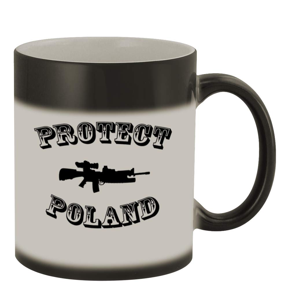 Funny Color Changing Coffee Mug - 11oz Ceramic Magic Mug with 'Middle of the Road Protect Poland #208' Humorous Design - Perfect for Office Gifts, Pranks & Coffee Lovers