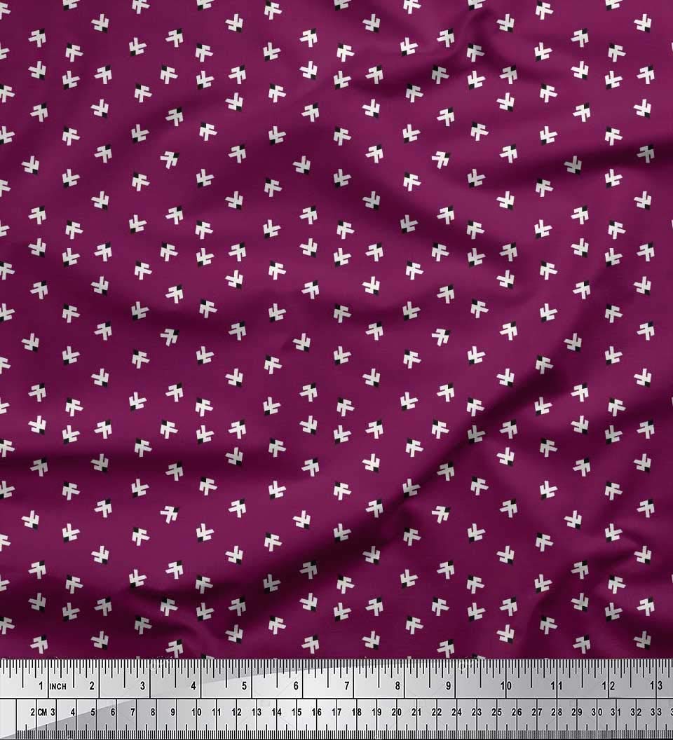 Soimoi 100% Cotton Cambric Pink Fabric by The Yard - 42 Inch Wide Cross Geometric Print Shirting Material for Quilting, Dressmaking & DIY Crafts - Small Motif Timeless Style Fabric for Apparel & Home Decor
