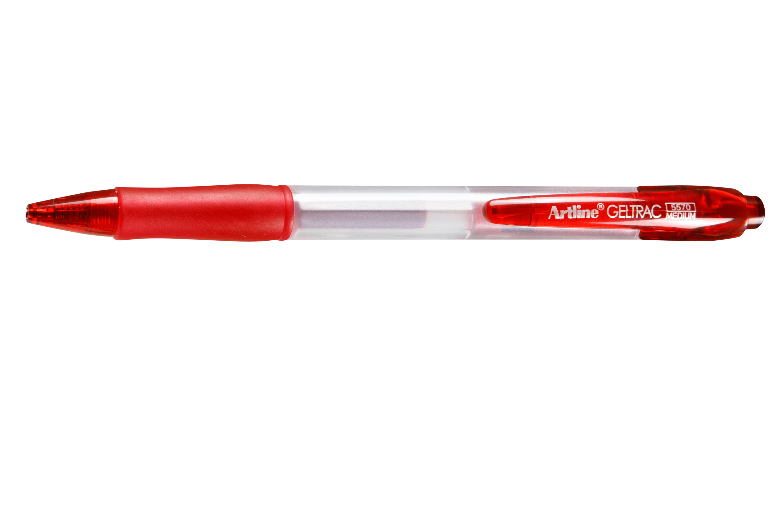 Artline 5570 Geltrac Retractable Gel Pen 0.7mm Medium Point - 12 Pack Red Ink Pens for Office, School & Home Use - Smooth Writing Gel Pens for Notes, Journaling & Everyday Tasks