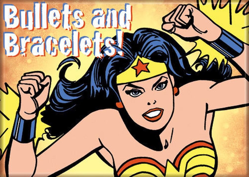 DC Comics Wonder Woman Magnet - Bullets & Bracelets Design for Fridge & Locker Decor