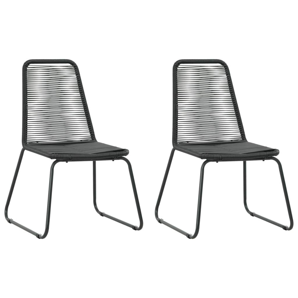 3-Piece Black PVC Rattan Outdoor Furniture Set - Patio Dining Lounge Chairs with Snack Table for Garden, Backyard, Balcony & Poolside (Fast Shipping) | Perfect for Outdoor Entertaining & Relaxation