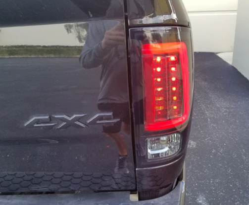 Dodge RAM 2500/3500 2010-2018 LED Tail Lights - Red Lens Replacement for OEM Halogen Lights | Enhanced Visibility & Style for Trucks