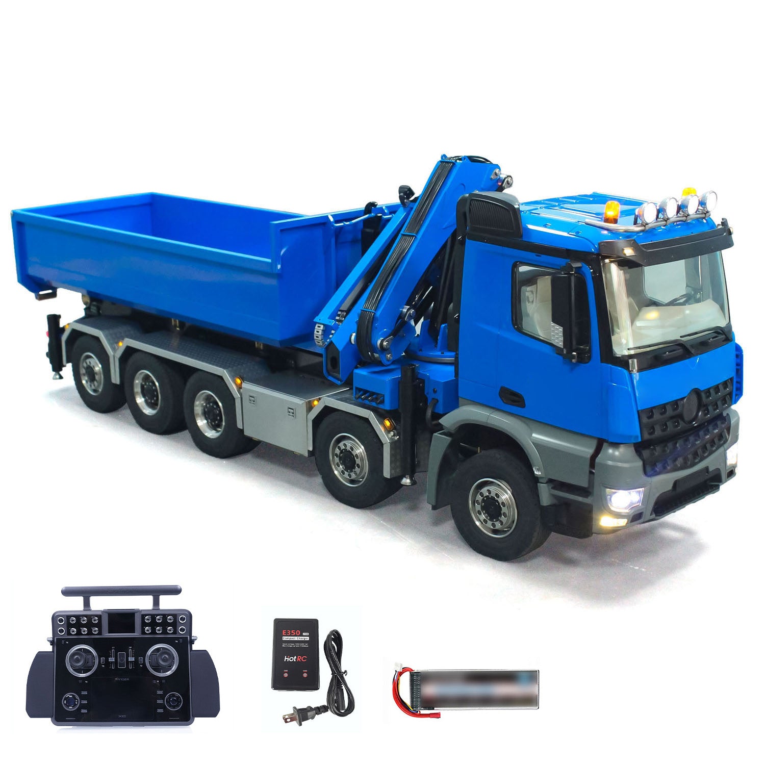 1/14 Scale 10x10 RC Hydraulic Full Dump Crane Truck with U-Shaped Bucket - Radio Controlled Construction Vehicle (PNP/RTR) for DIY Hobbyists & Model Enthusiasts - Perfect for Construction Site Play, Collecting, and RC Racing Events