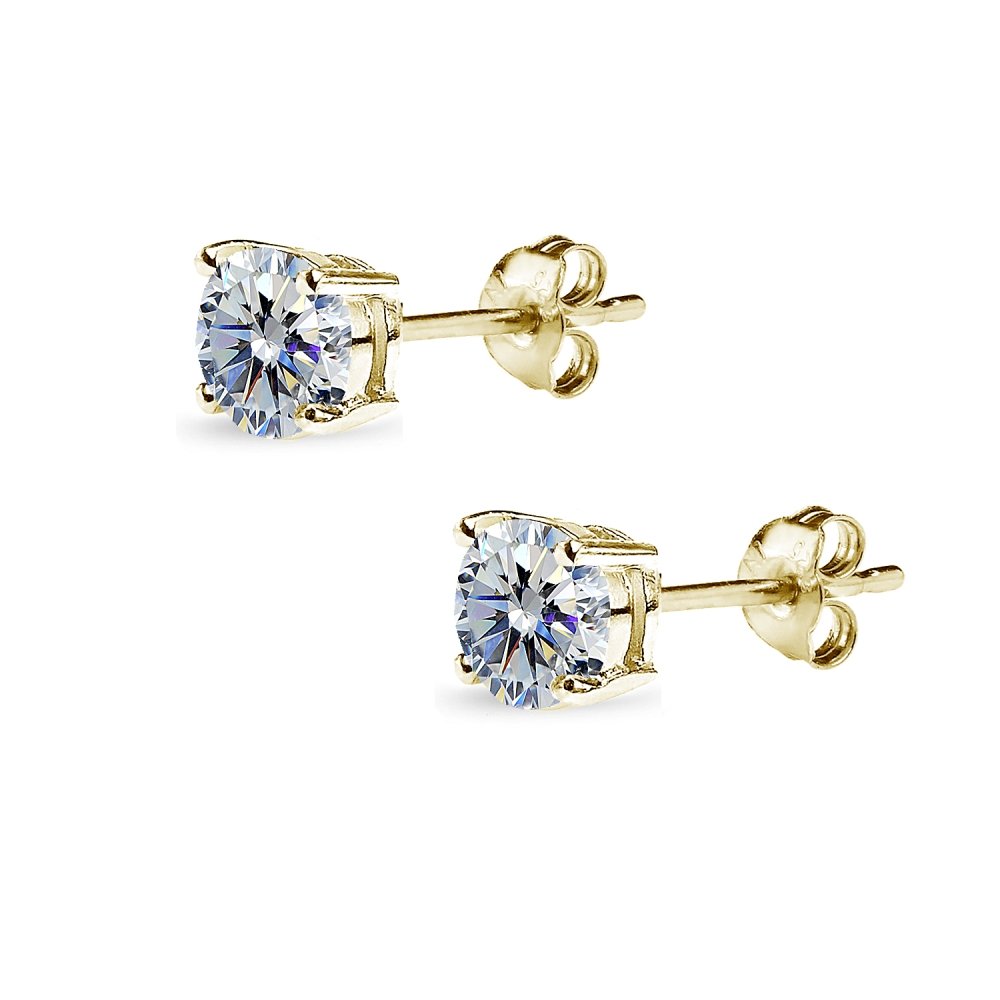 14K Gold Stud Earrings for Women & Men - 5mm Round Birthstone Crystal Earrings (Gift Box Included) | Perfect for Everyday Wear, Gifts, Anniversaries & Special Occasions
