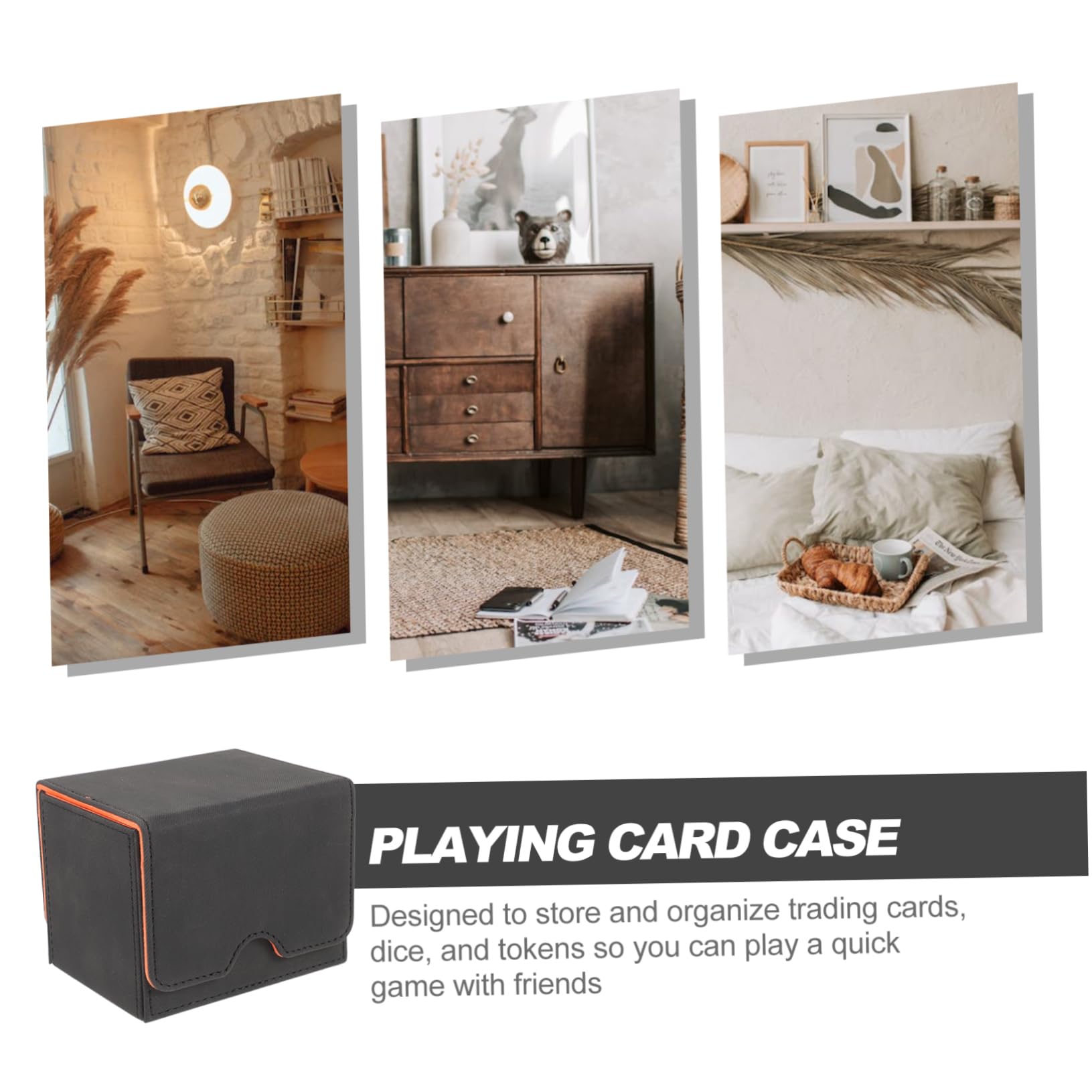 Premium PU Leather Gaming Card Storage Box - Organize & Protect MTG, Pokemon, Yu-Gi-Oh Cards - Compact Desktop Card Holder for Home & Office Use