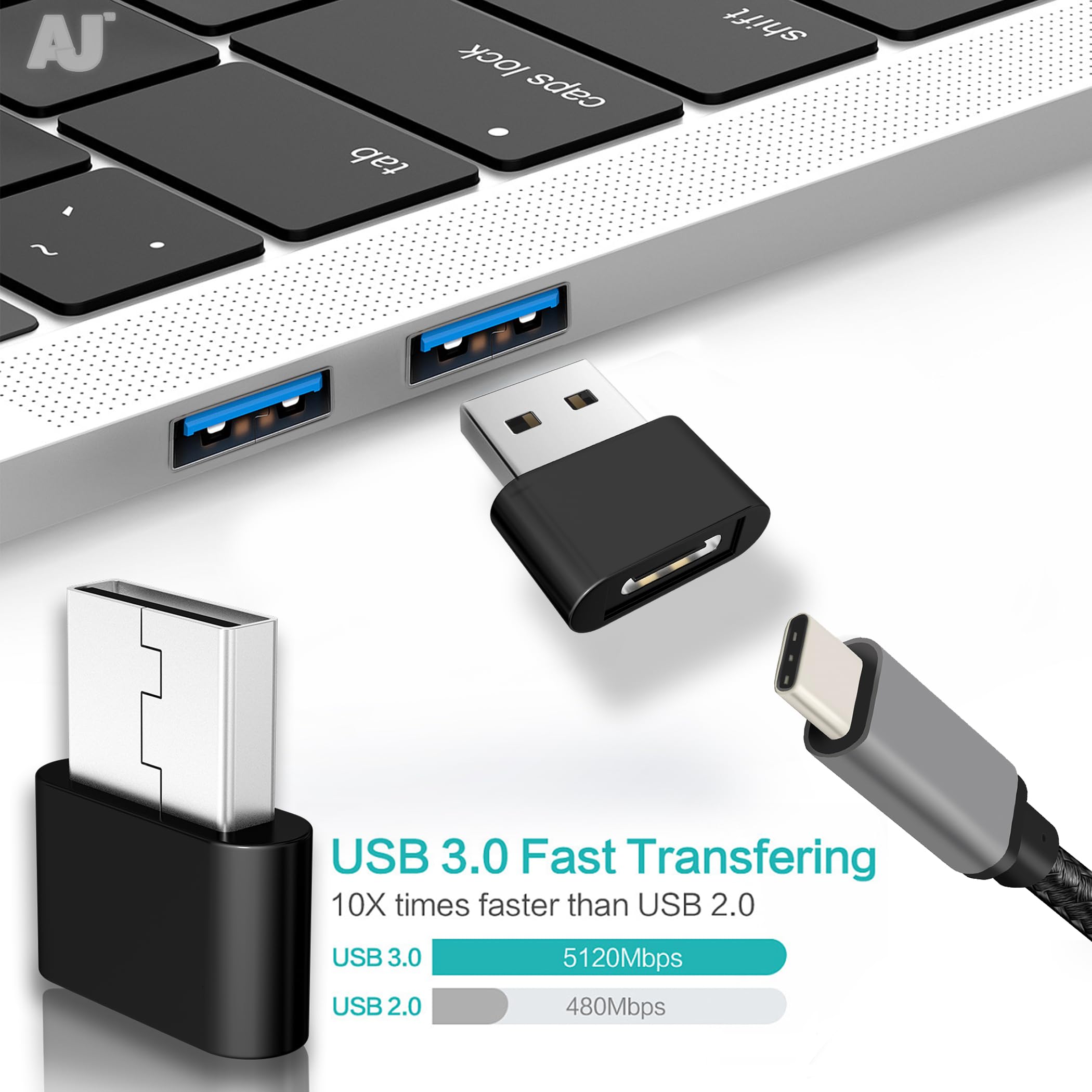 3 Pack USB C to USB Adapter, Type C Female to USB A Male Converter - Compatible with iPhone 15/14/13/12, MacBook, iPad, AirPods, Galaxy S23/S24, CarPlay - Fast Charging Data Transfer for Home, Office & Travel