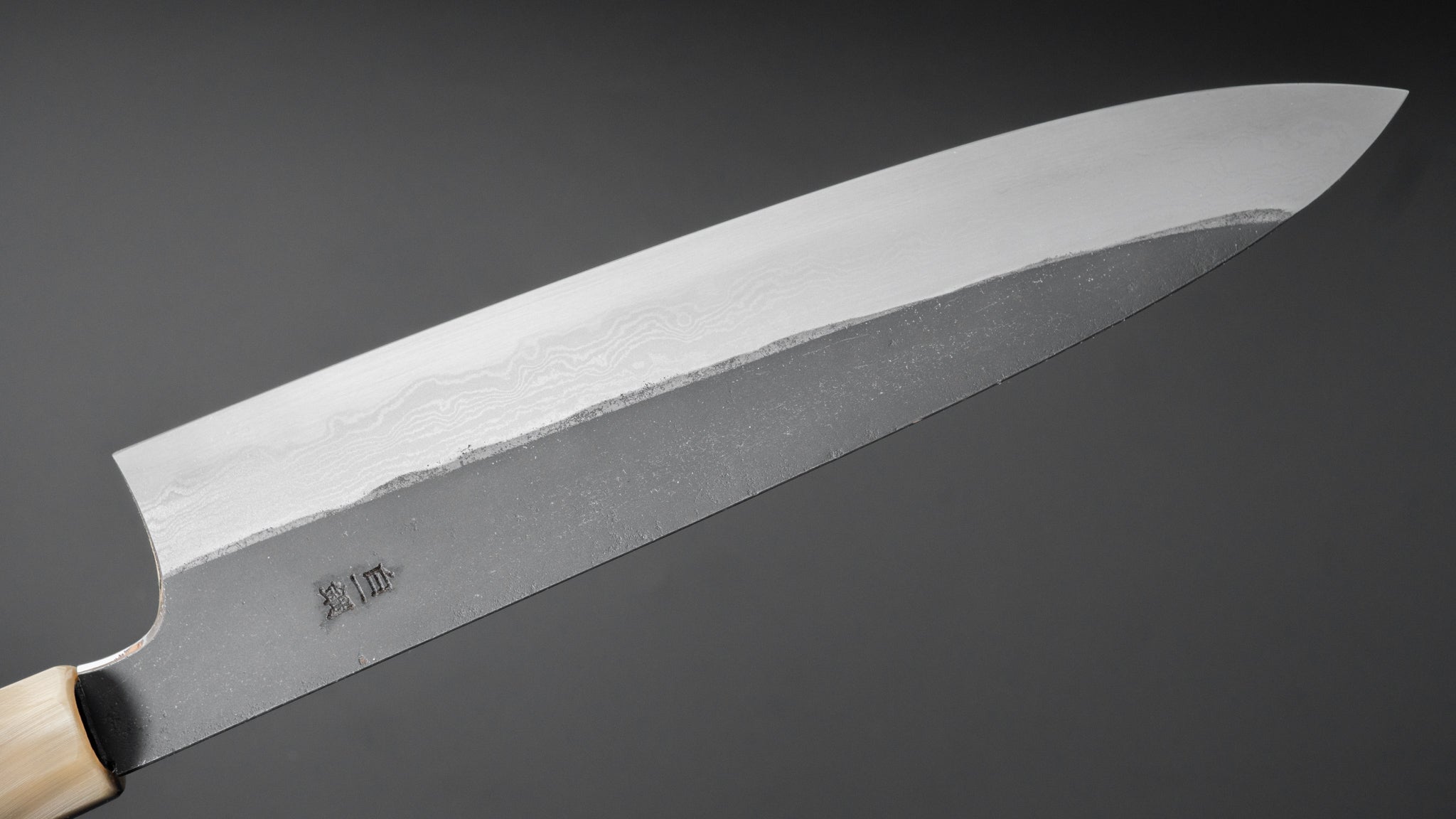 Hitohira Togashi White #1 Kurouchi Damascus Gyuto 240mm Japanese Chef Knife with Ebony Handle - Professional Kitchen Tool for Slicing, Dicing & Meat Cutting