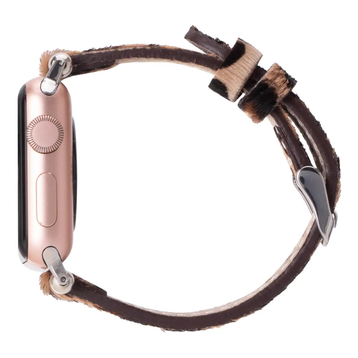 Furry Leopard Print Genuine Leather Ultra Slim Apple Watch Band for Women & Men - Stylish & Comfortable for Workouts, Office & Everyday Wear