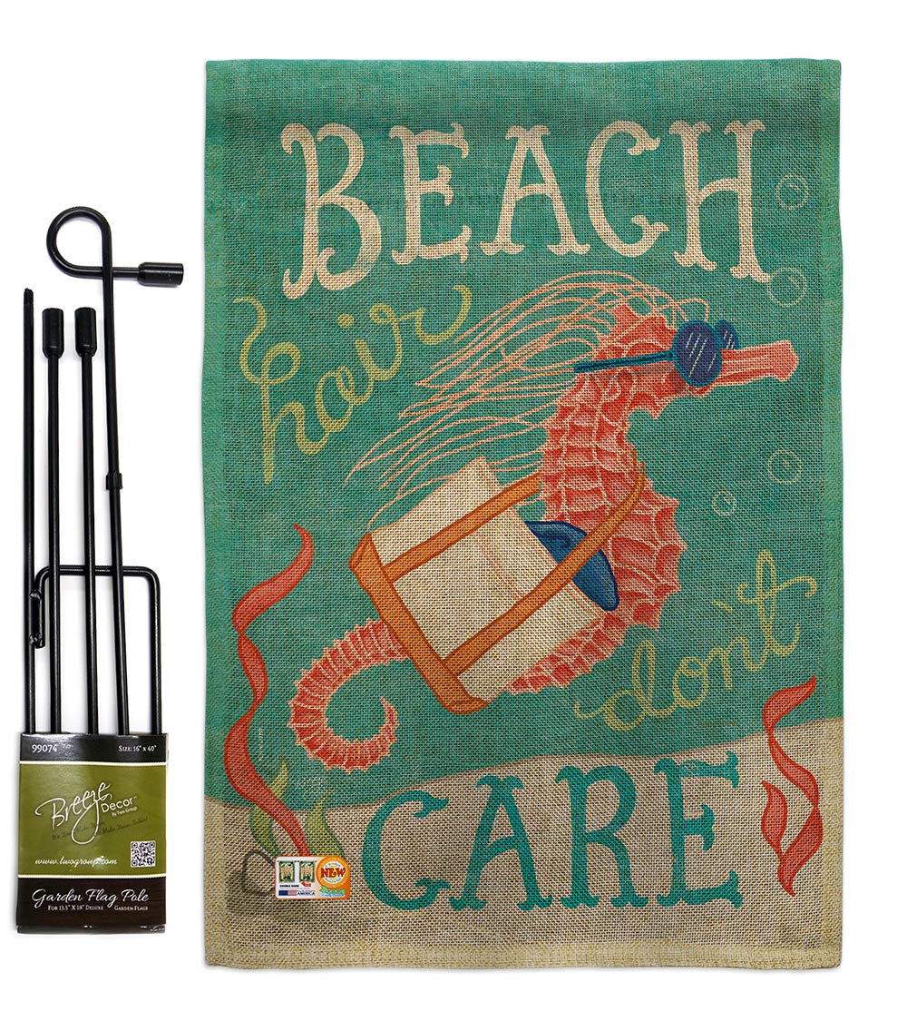 Seahorse Beach Flag Set - Coastal Decor for Garden & Yard - Double-Sided