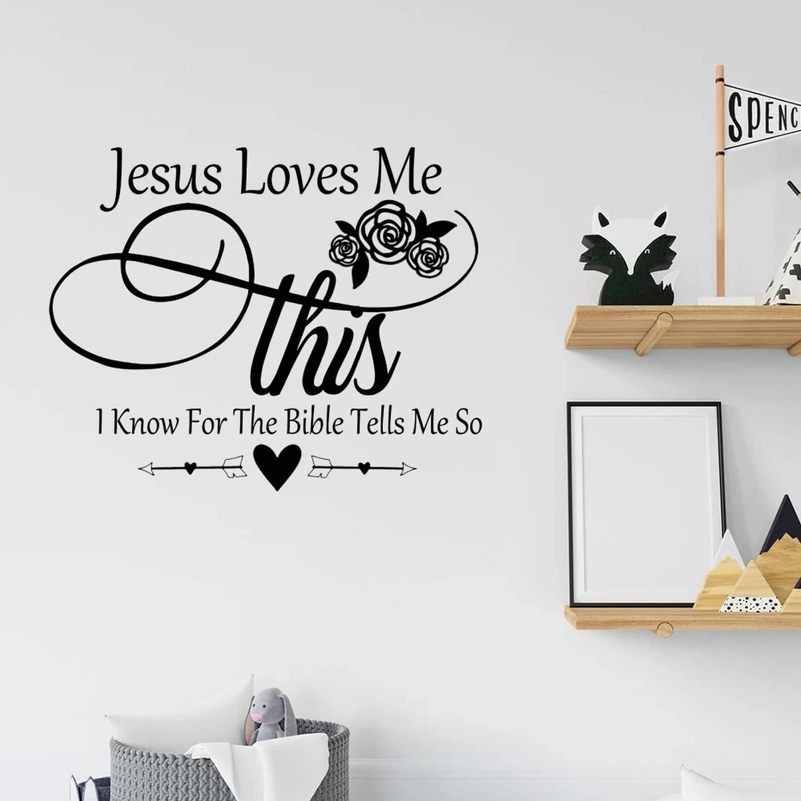 Jesus Loves Me Wall Sticker - Bible Quote Vinyl Decal for Home & Laundry Room Decor