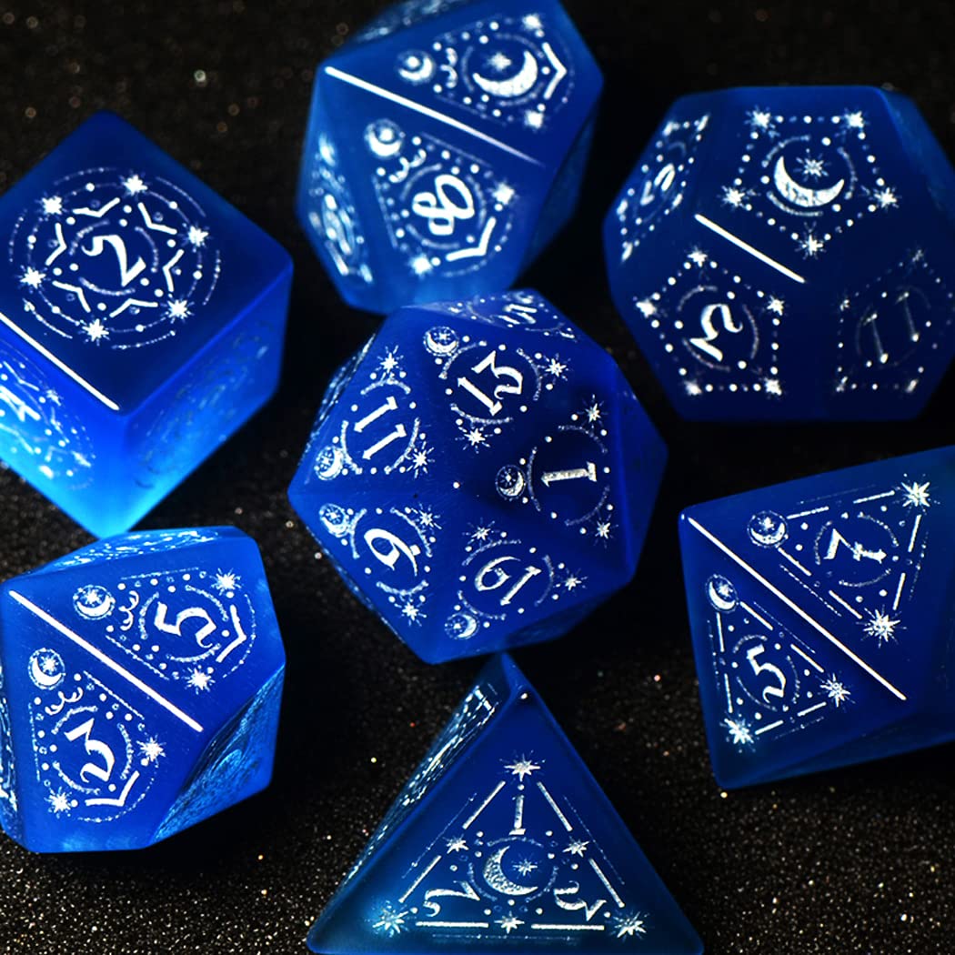 LANGWEI D&D Dice Set - Beautiful Blue Opal Polyhedral Dice for Dungeons & Dragons, TRPG, Tabletop RPG Games | Perfect for D&D Campaigns, RPG Nights & Fantasy Gaming Sessions