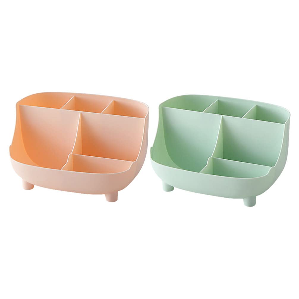 Beaupretty 2-Piece Plastic Cosmetic Storage Box Set - Makeup Organizer, Bathroom Toothbrush Holder & Desk Tray for Cellphone - Multifunctional PP Storage Bin for Home, Office, and Travel Organization