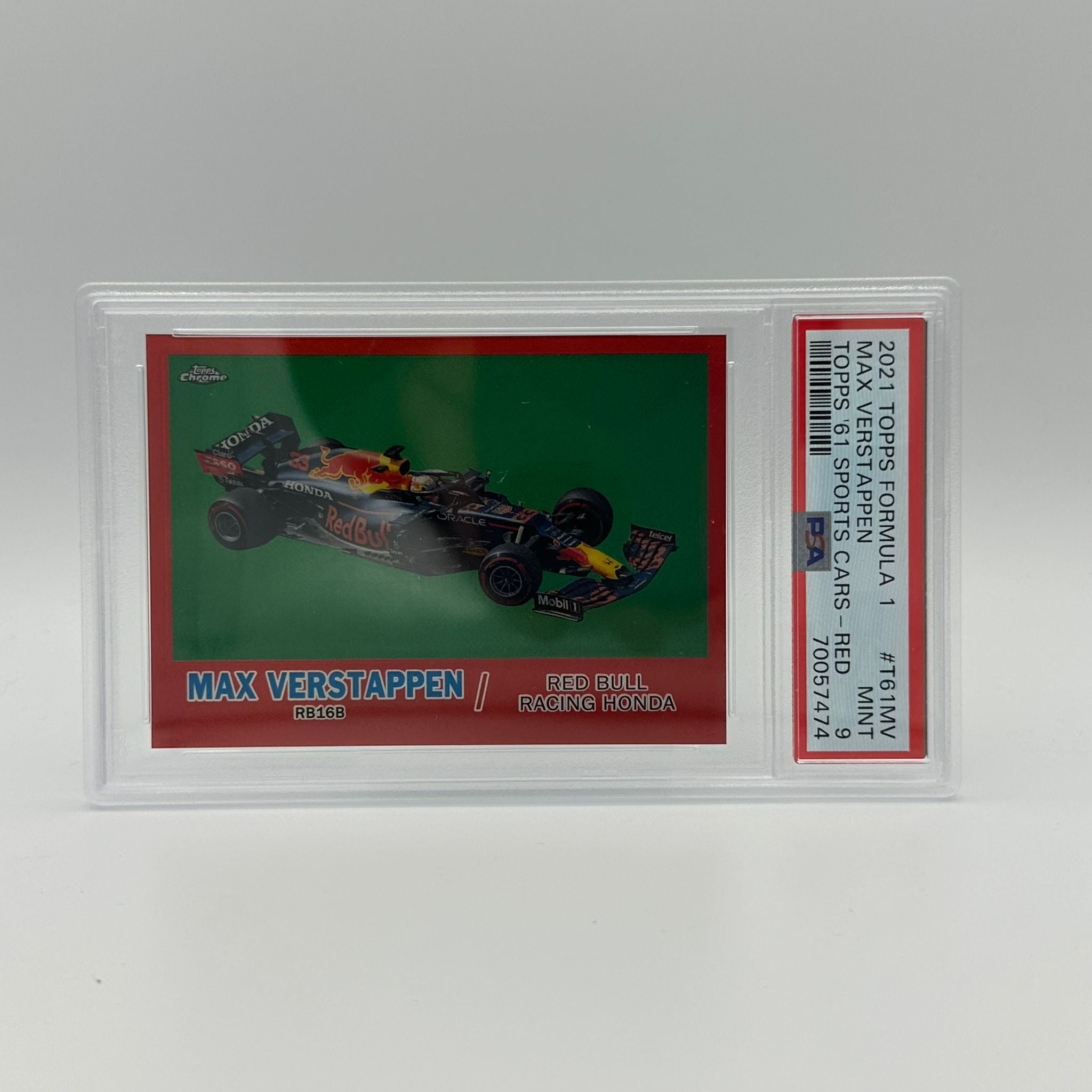 PSA 9 1/5 Max Verstappen 1961 Topps Sports Cars #T61MV Red Refractor - Rare Racing Collectible for Display & Investment