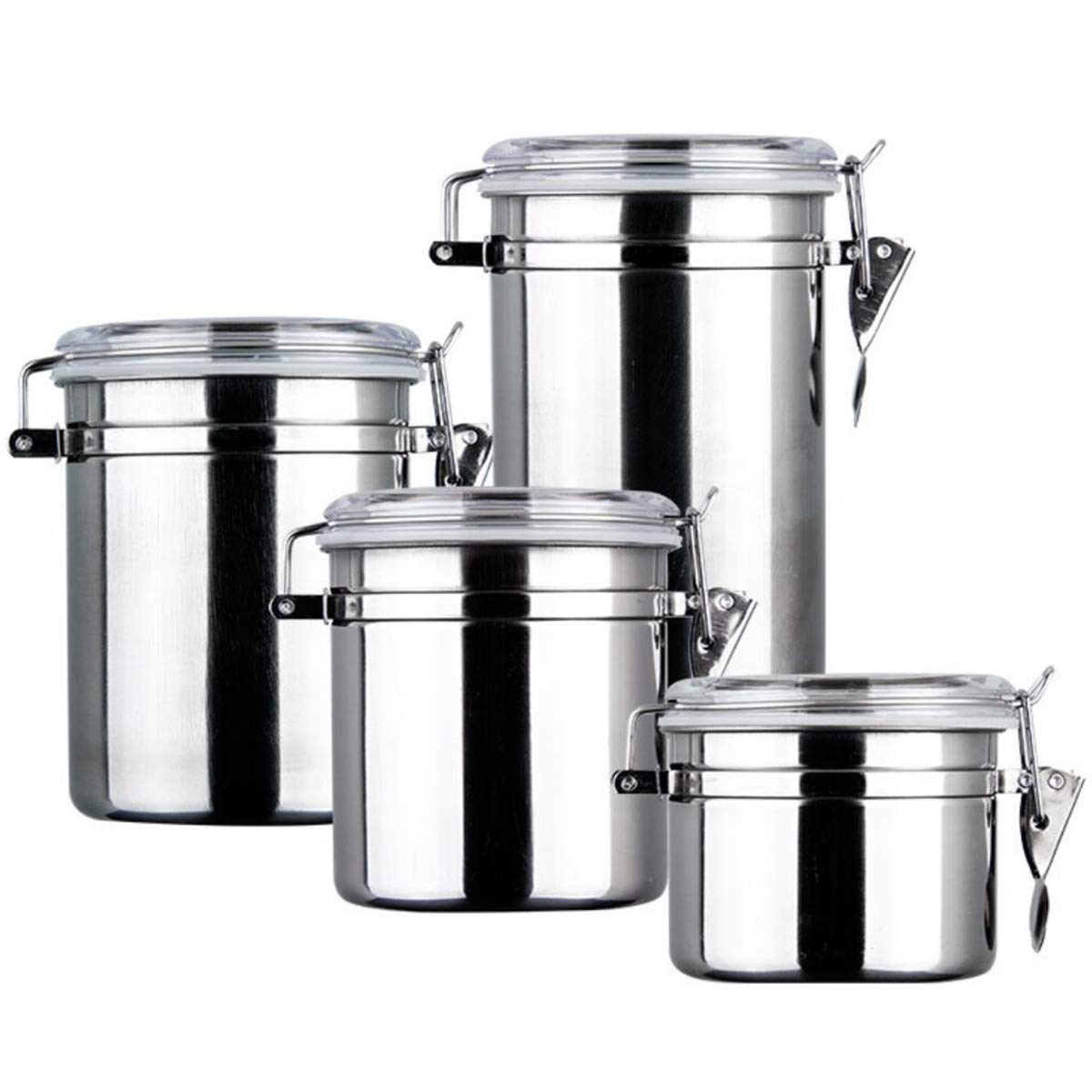 Stainless Steel Airtight Food Canisters Set - 4-Piece for Coffee, Tea & Flour Storage