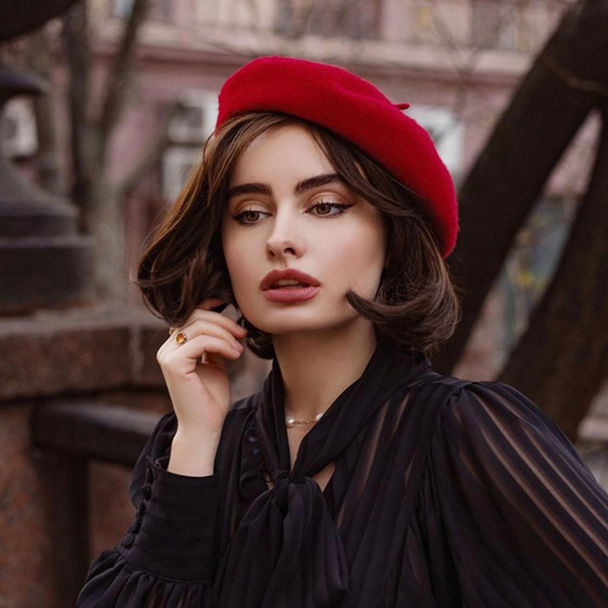 Women's Wool French Beret - Classic Stretchable Solid Beanie Hat for Women | Winter Fashion Accessory, Casual Outfit & Travel Hat