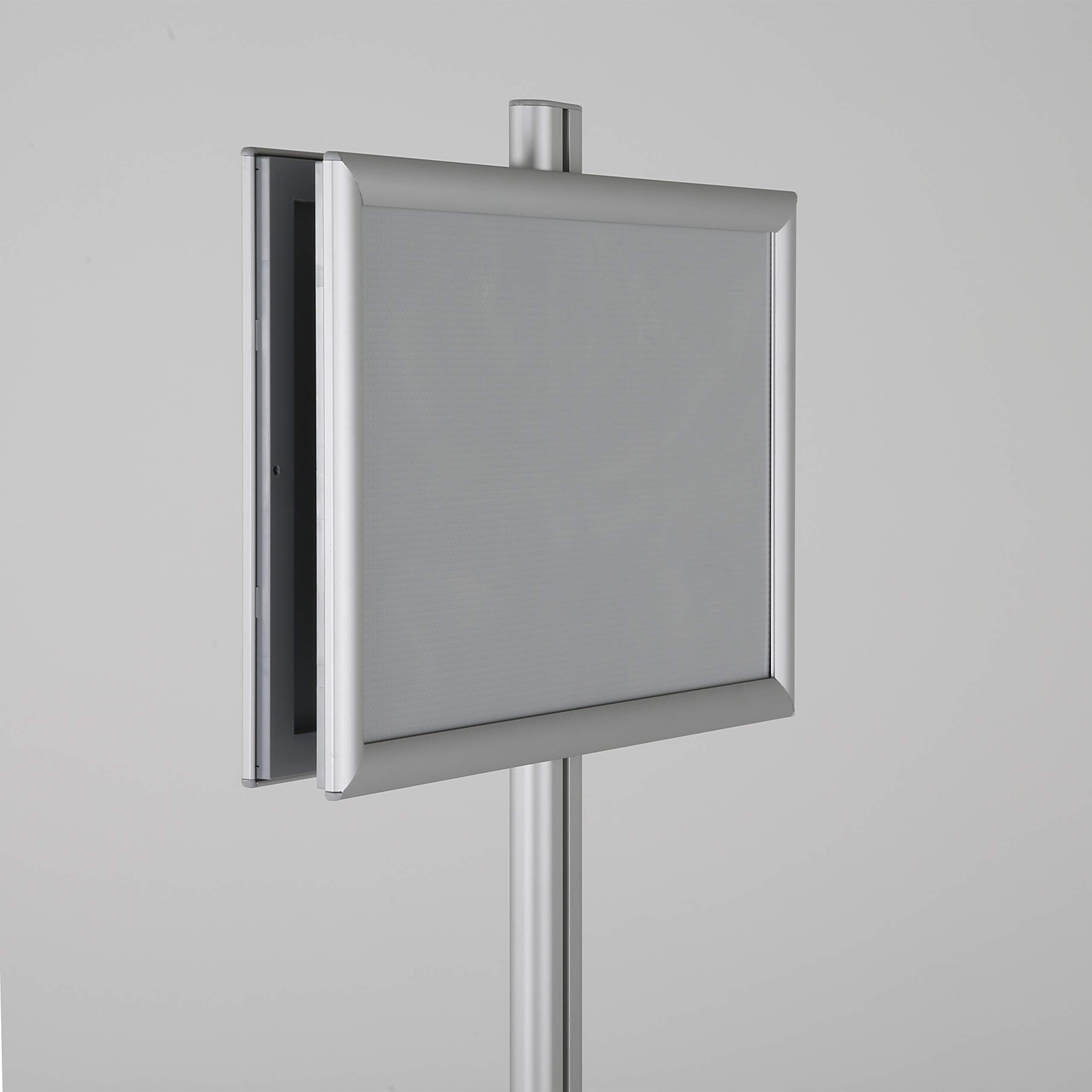 Double-Sided Aluminum Display Stand - 2x(11x17) Inch Silver Snap Frame for Brochures, Documents & Signs | Front Loading Portrait/Landscape | Ideal for Retail, Trade Shows & Office Use