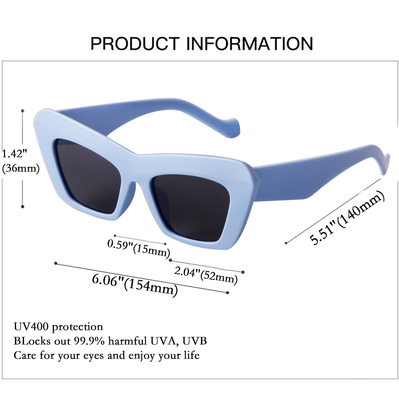 SDINM Cat Eye Sunglasses for Women - Retro Trendy Cateye Sun Glasses UV Protection - Perfect for Driving, Beach & Fashion Outfits