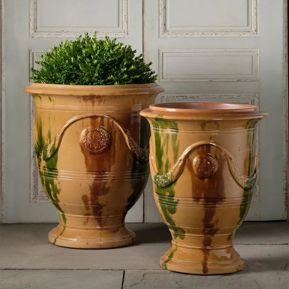 Anduze Outdoor Terra Cotta Planter with Enamel Finish - Large Garden Flower Pot for Patio, Balcony & Backyard Decor - Weather-Resistant Plant Container for Herbs, Succulents & Flowers