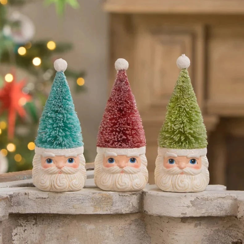 Bethany Lowe Designs Santa Red Ornament - Christmas Bottle Brush Tree Decor for Holiday Home, Party & Gift Giving