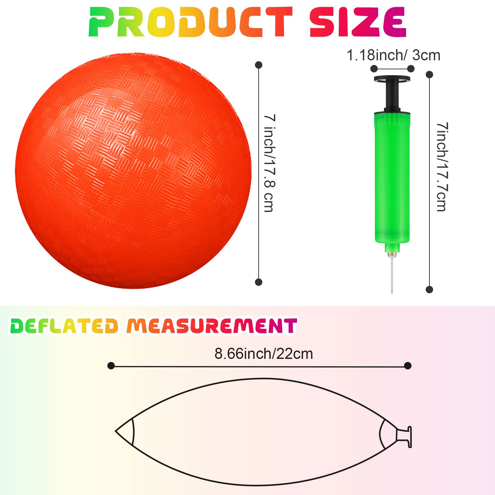 Vinsot 12 Pack 8.5 Inch Playground Balls - Bulk Inflatable Kickballs & Bouncy Balls for Kids with Hand Pump - Perfect for Indoor & Outdoor Games, School PE, Recess, Backyard Play, and Team Sports Activities