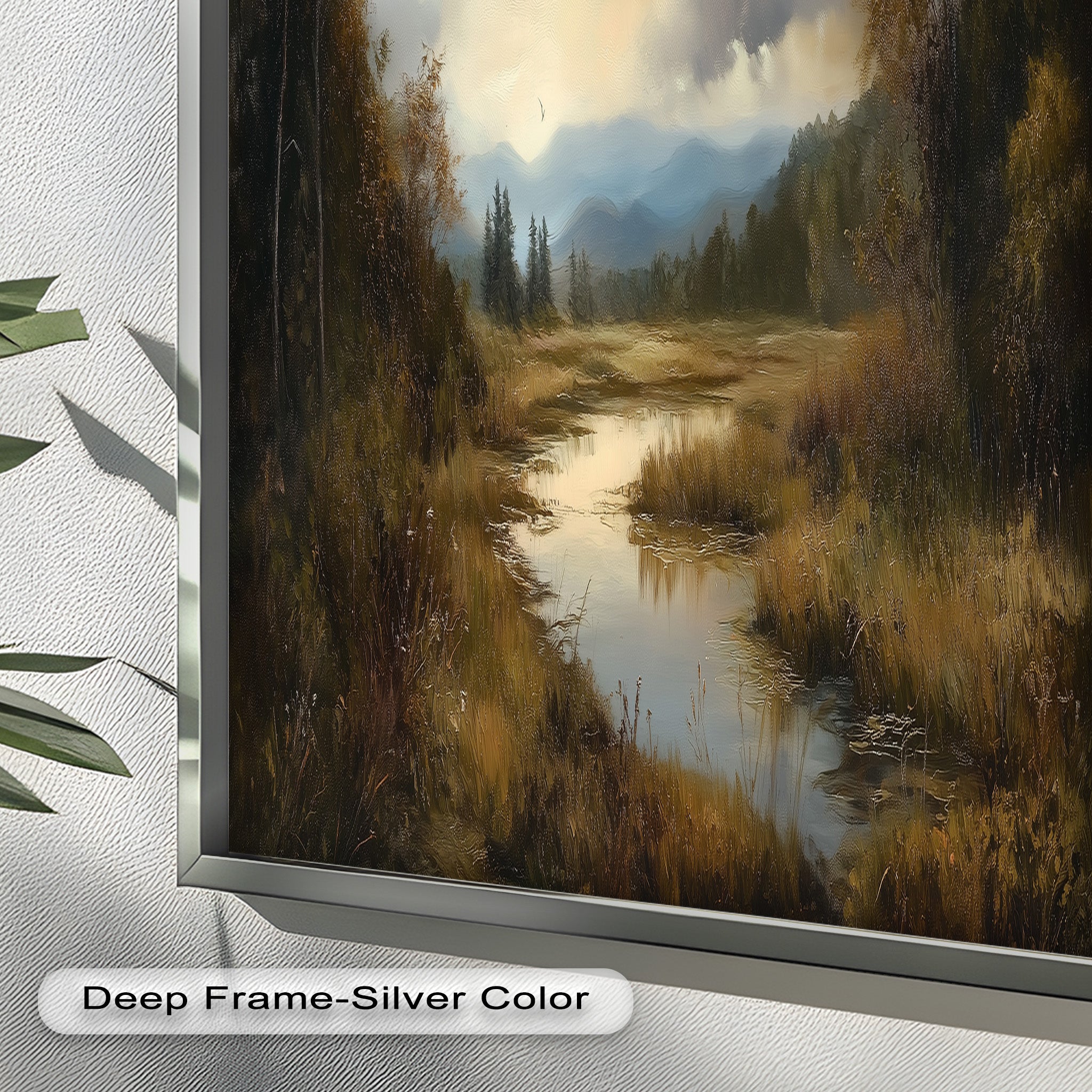 Autumn River Landscape Oil Painting - Handmade Canvas Wall Art for Living Room, Bedroom & Office Decor