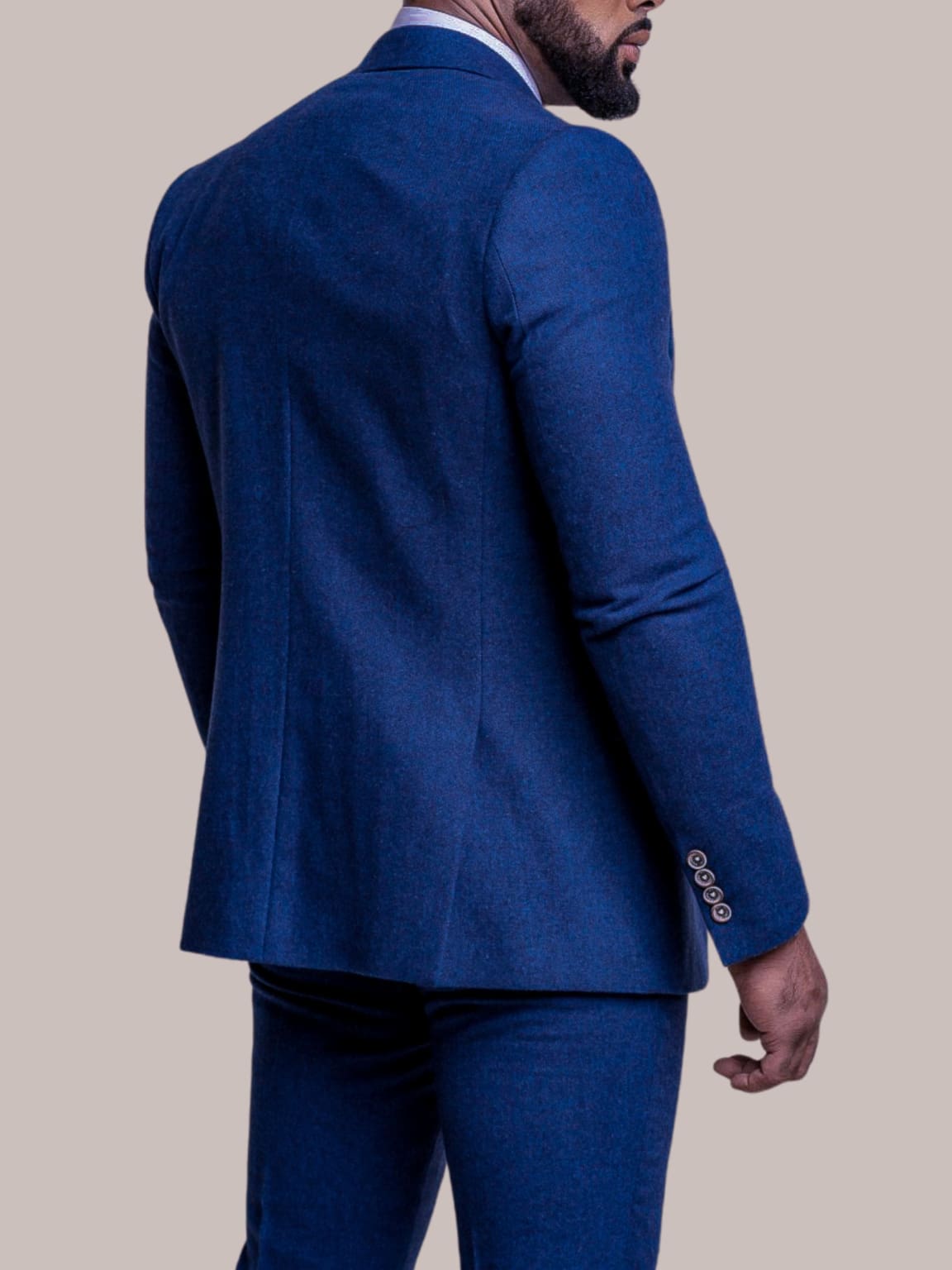 Cavani Orson Men's Blue 3 Piece Tweed Suit - Premium Slim Fit Formal Wear for Weddings, Business & Special Occasions
