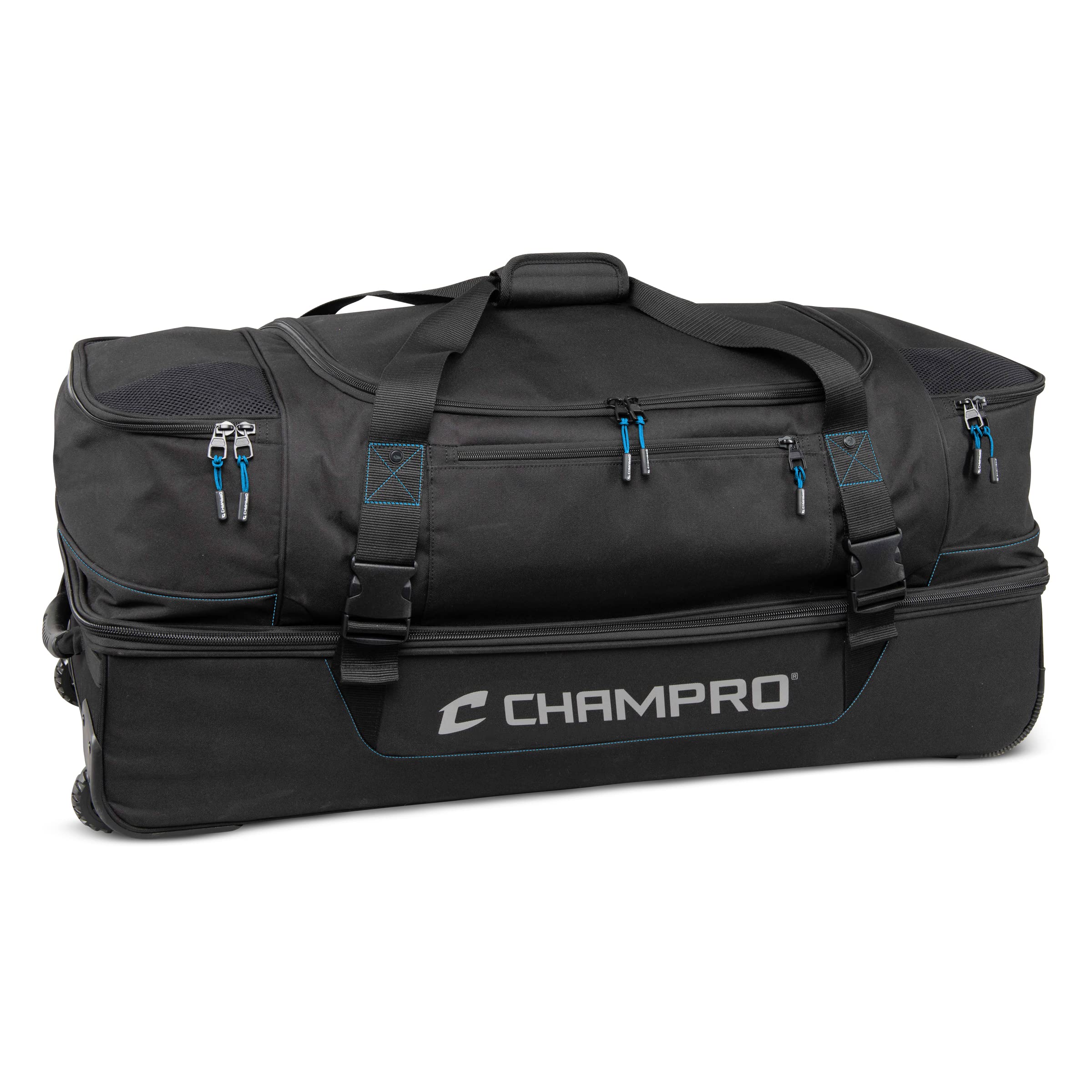 Champro Professional Umpire Wheeled Equipment Bag for Baseball & Softball Officials - Durable Black Gear Storage with Wheels | Perfect for Game Days, Tournaments & Travel