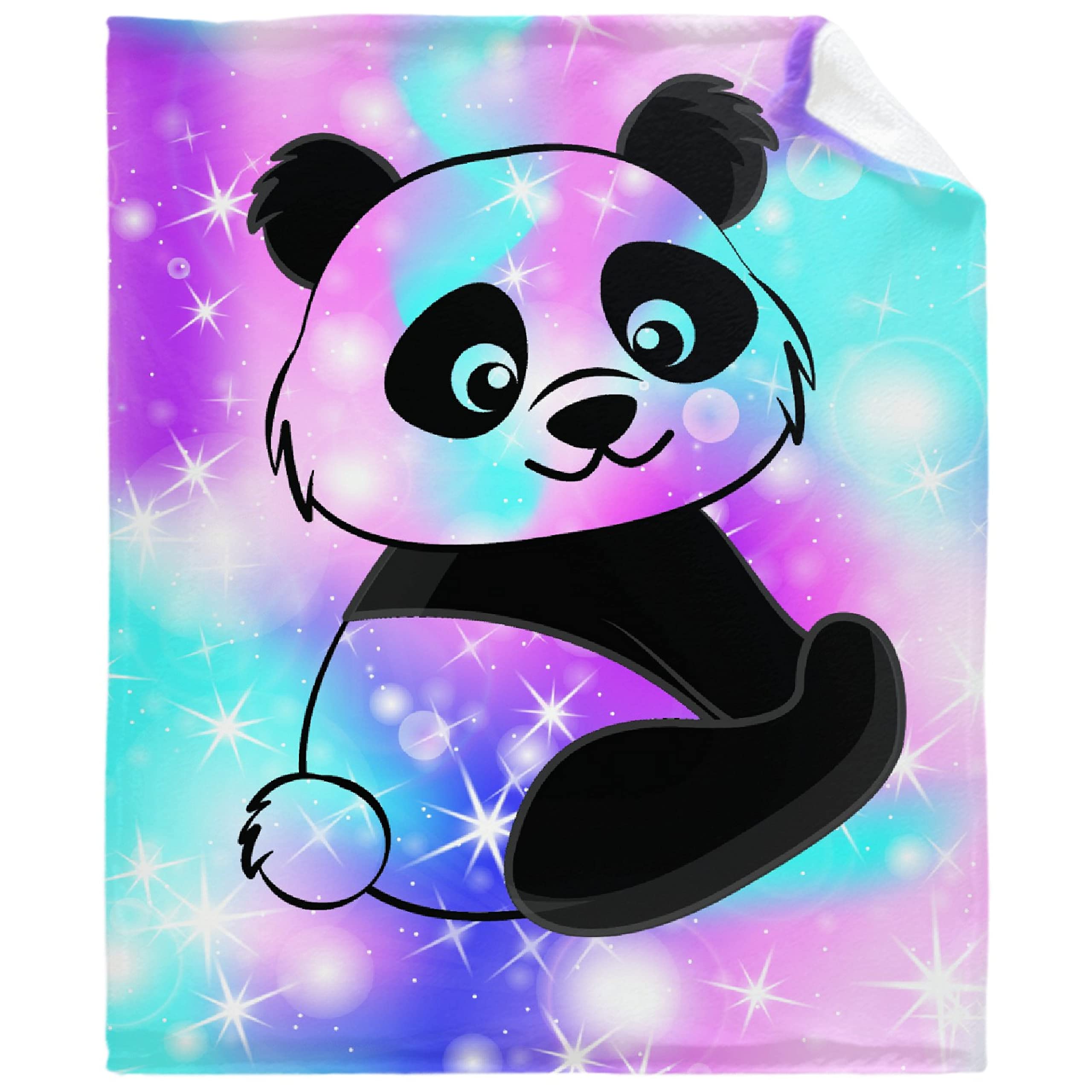 Softblak Panda Galaxy Flannel Fleece Throw Blanket - Super Soft Fluffy Lightweight Blanket (120