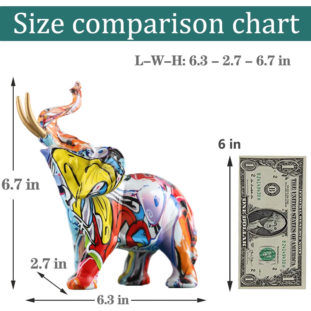 Creative Colorful Resin Elephant Statue - Hand-Painted Elephant Figurine for Home & Office Decor | Perfect for Living Room, Bedroom, Workspace & Gift Giving