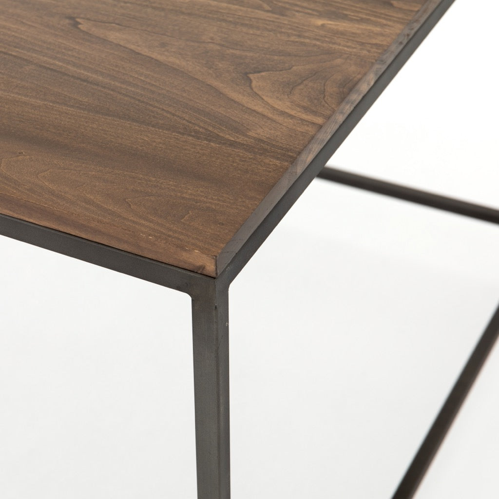 Stylish Trey Modular Corner Desk in Auburn Poplar - Space-Saving Home Office Furniture for Small Rooms & Apartments