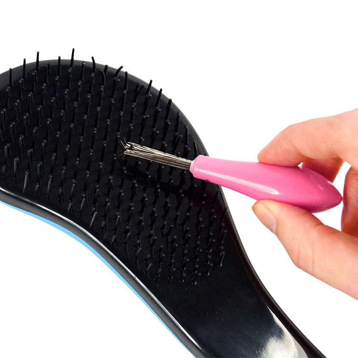 Frackson Pink Hair Brush Cleaner - Metal Wire Comb Cleaning Tool with Ergonomic Handle for Home & Salon Use (2 Pack) - Perfect for Detangling, Removing Lint & Extending Brush Life