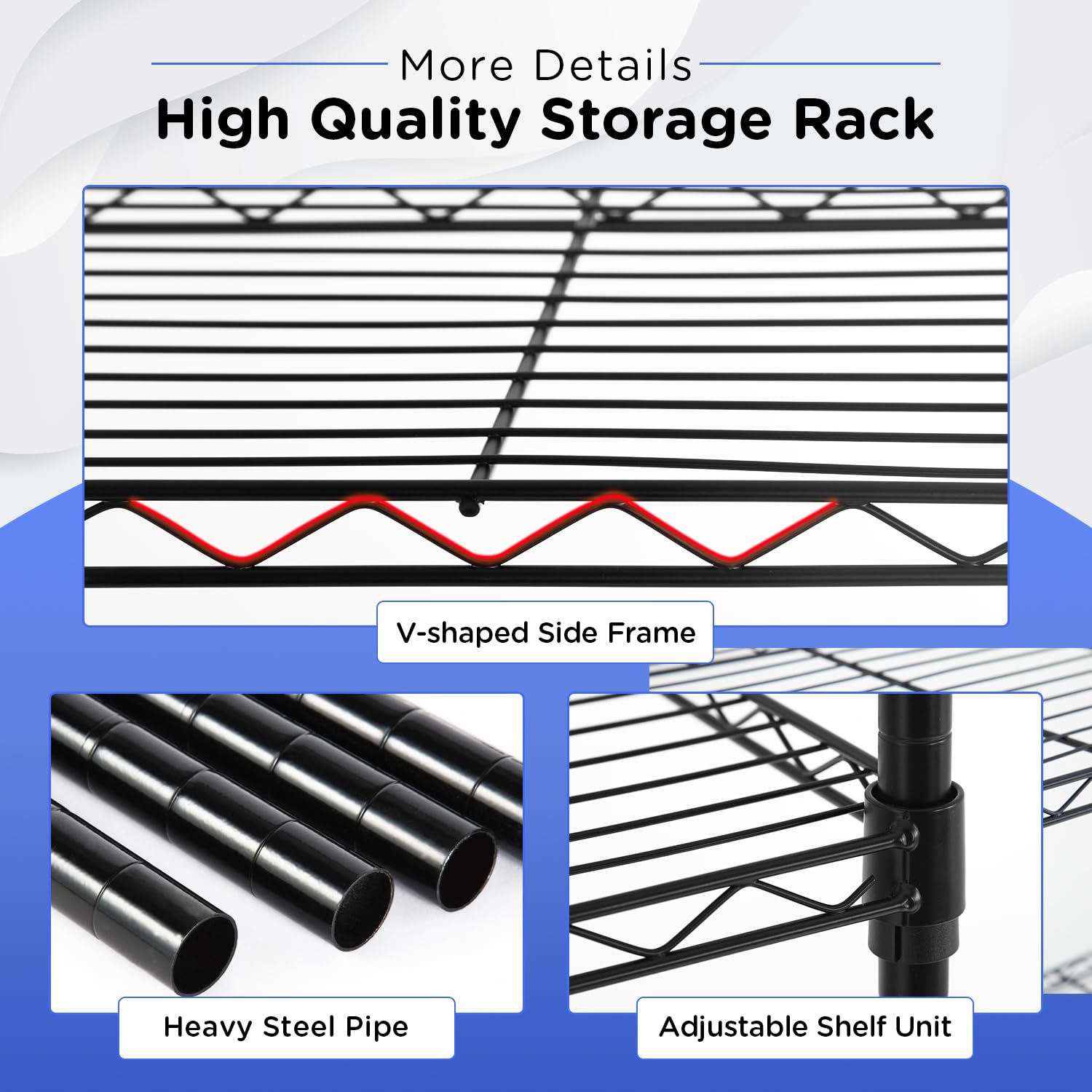 FDW 3-Tier Adjustable Metal Storage Shelves - 13