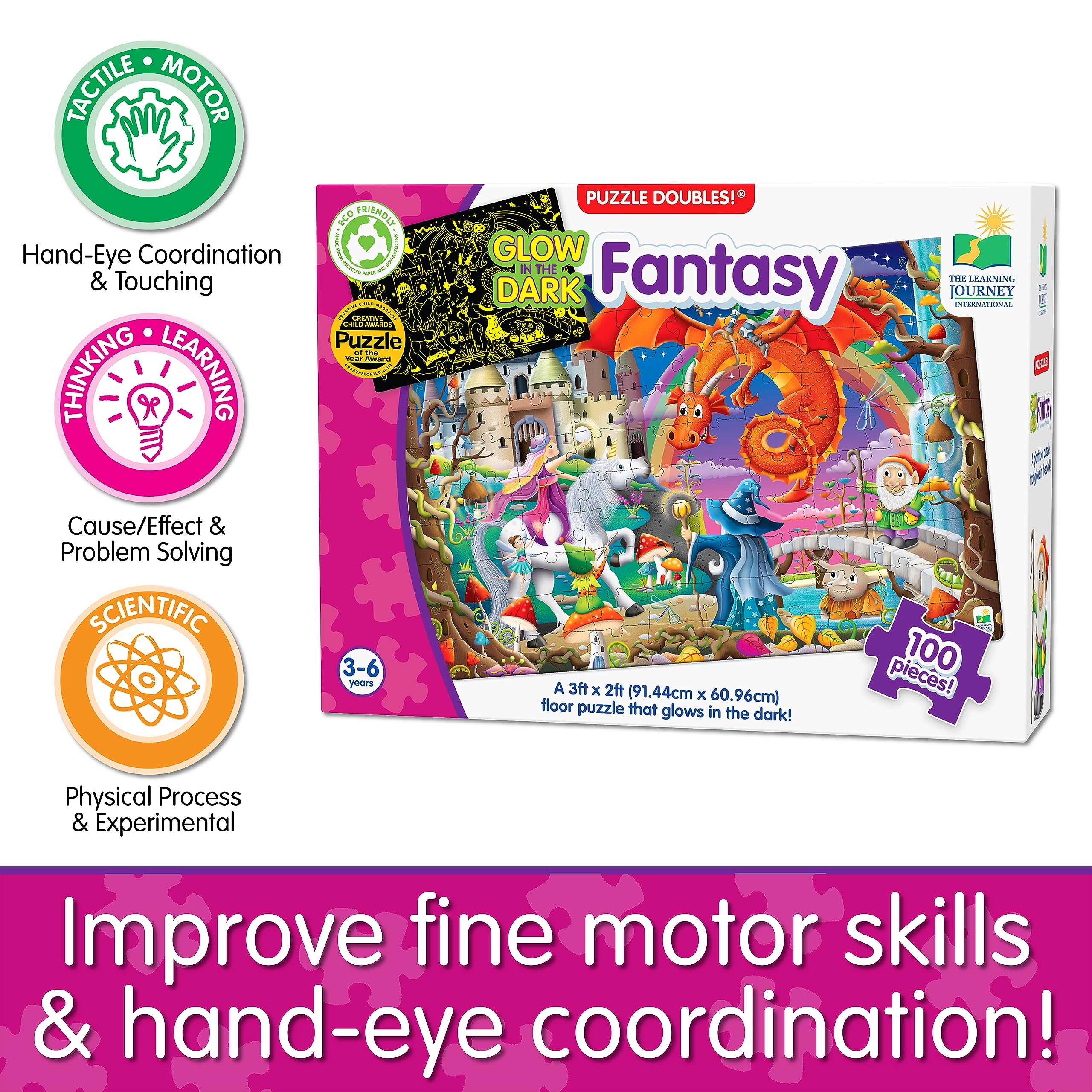 Glow in The Dark Fantasy Puzzle for Kids Ages 3+ | Award-Winning Toddler Learning Game | Perfect Birthday Gift for Boys & Girls | Fun Educational Activity for Preschoolers & Family Game Night