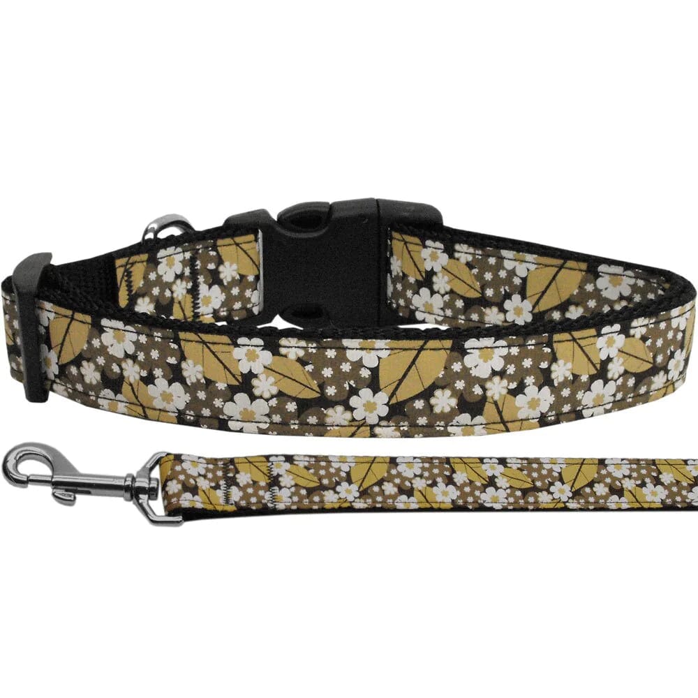 Premium Dog Collar and Leash Set with Floral Pattern - Comfortable & Adjustable Pet Accessories for Small to Medium Dogs - Perfect for Walks, Training, and Outdoor Adventures