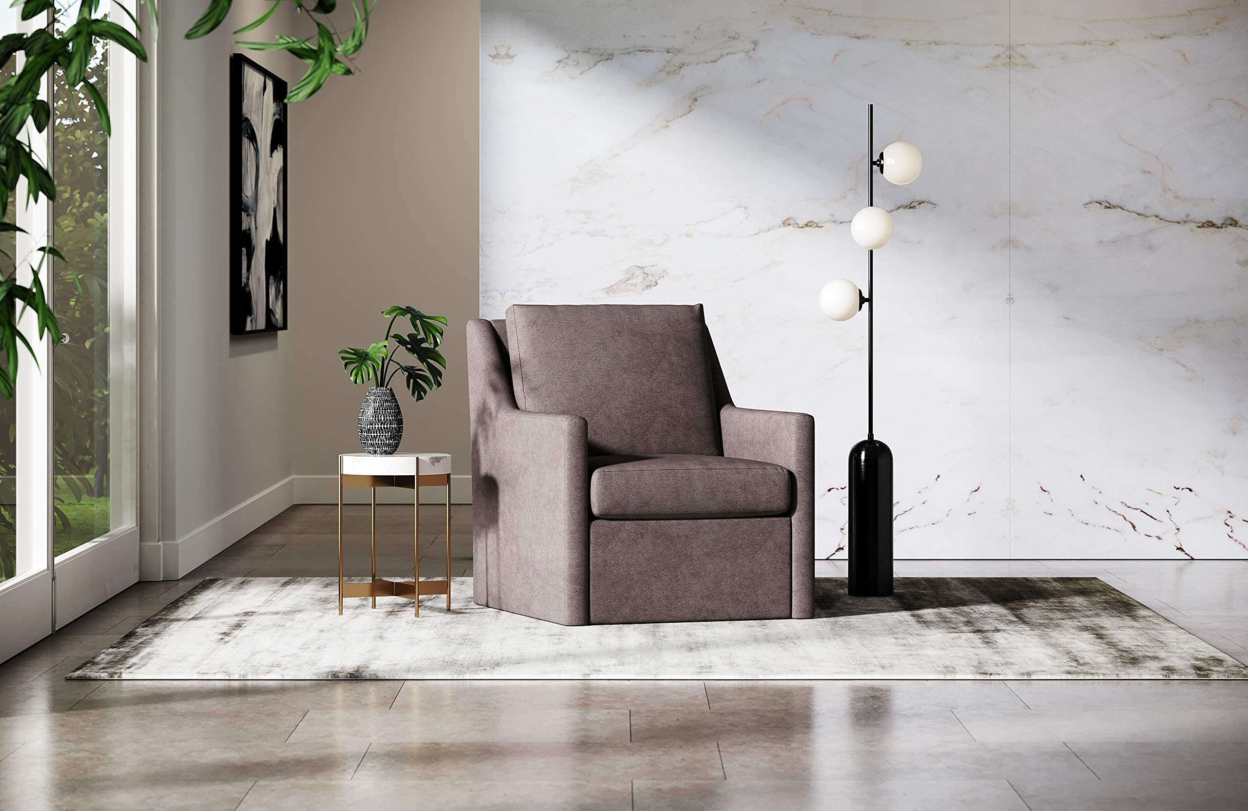 Modern Velvet Lounge Chair with AquaClean Water-Resistant Upholstery Fabric - Perfect for Living Room, Bedroom or Office Relaxation