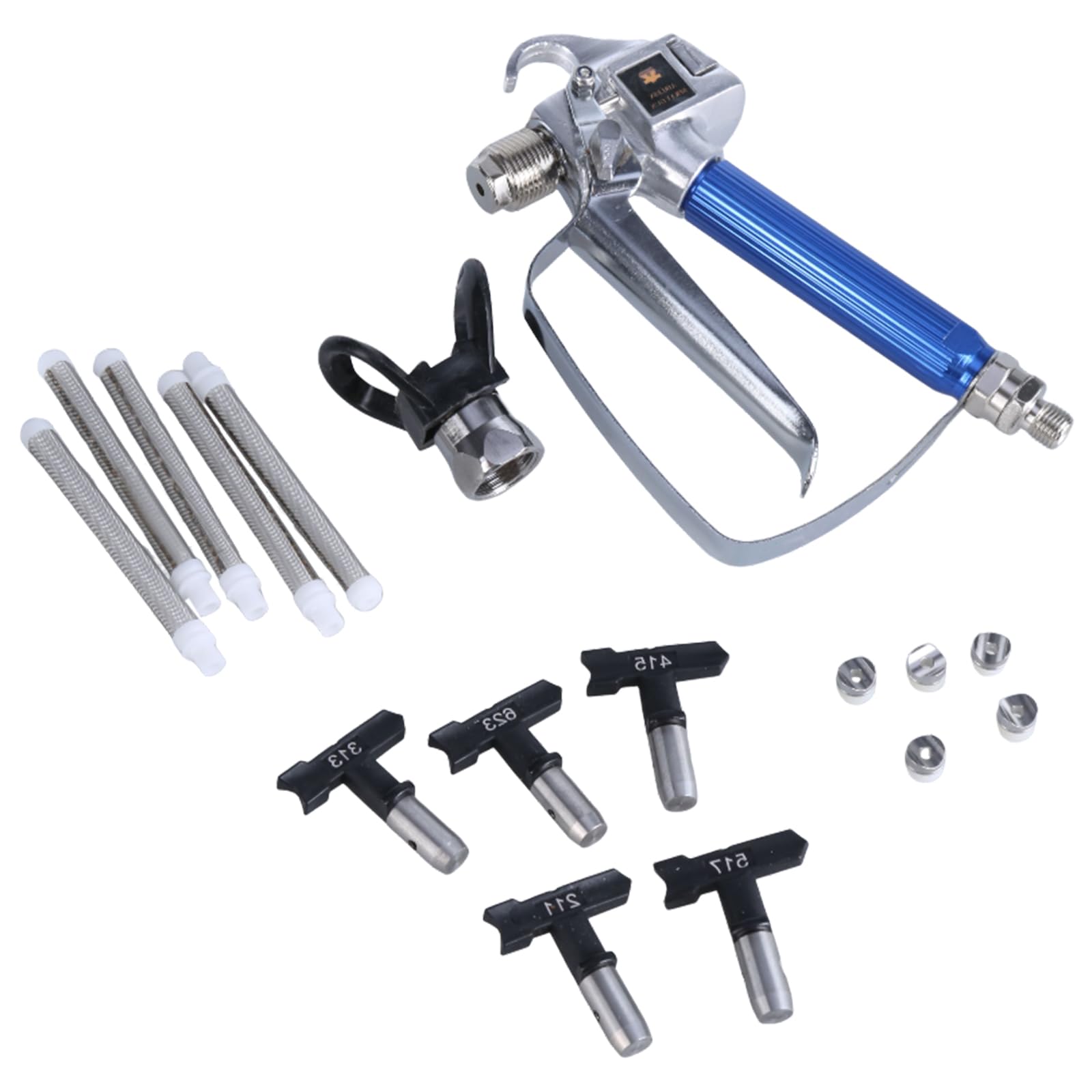 BLULILY 12-Piece Airless Spray Gun Kit with Nozzle Guard - Includes 5 Spray Tips & 5 Airless Paint Spray Guns for Professional Painting Projects - Perfect for Home Renovation, Furniture Refinishing, and DIY Painting Jobs