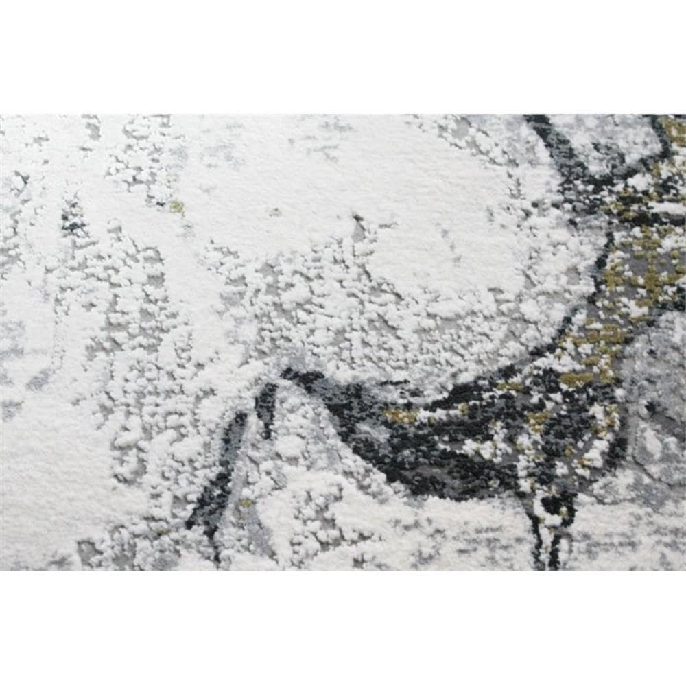Bashian Collection Luxury Power Loom Viscose & Polyester Area Rug - 4' x 6' Grey/Gold Runner Rug for Entryway, Living Room, Bedroom - Soft & Durable Home Decor for Modern Interior Design