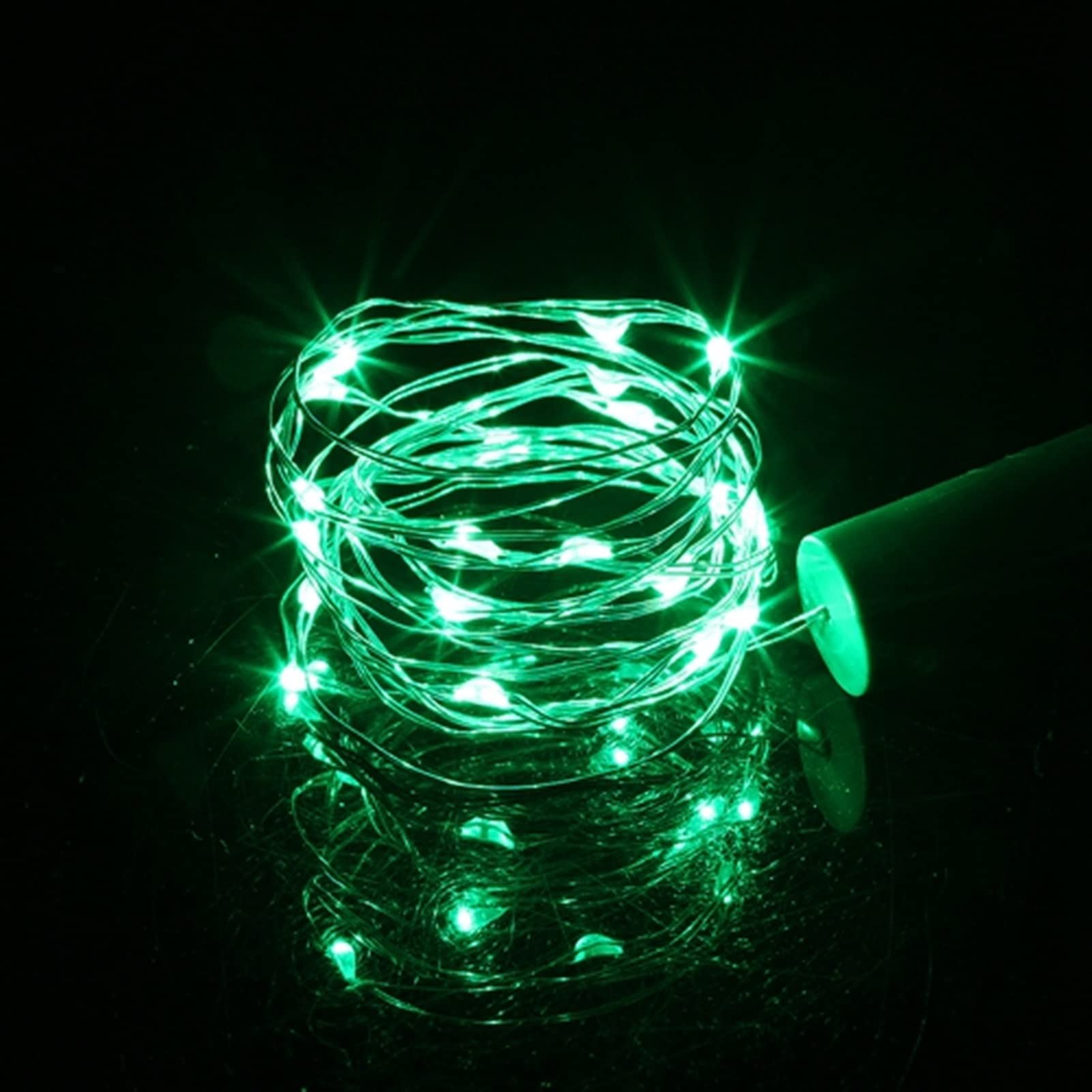 Battery Powered Cork Wine Bottle LED String Lights - 1m/2m Decorative DIY Light Strip for Birthday Party, Wedding, Home Bar & Outdoor Decor (Green, 10 LEDs per Meter) - Perfect for Wine Bottles, Mason Jars & Table Centerpieces
