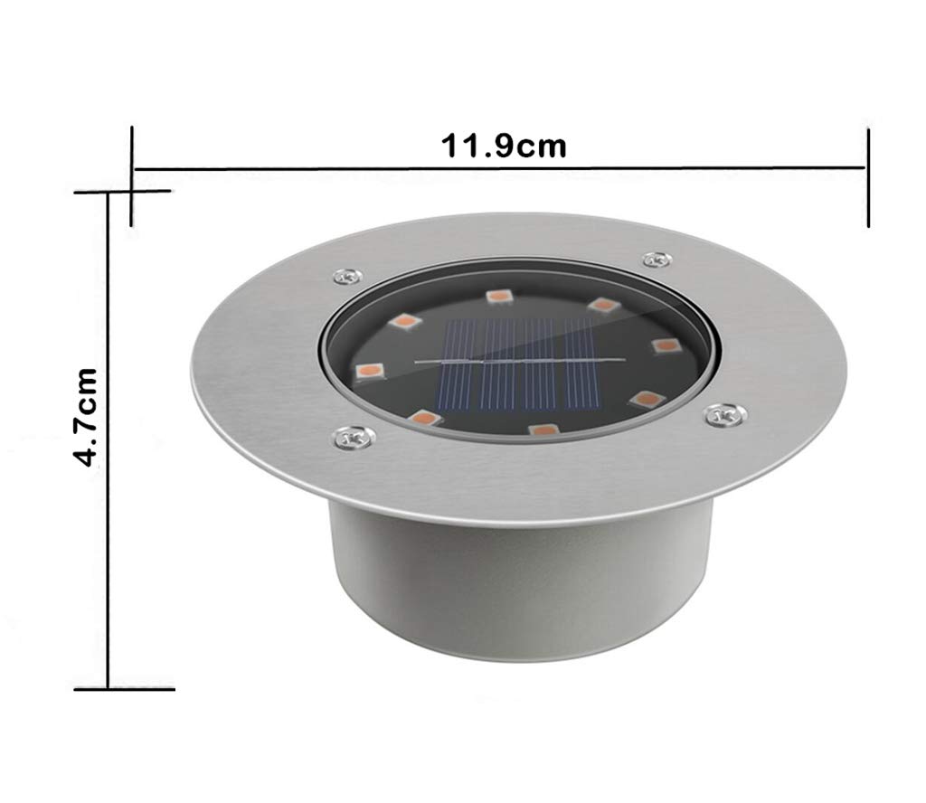8 LED Solar Ground Lights - Waterproof Outdoor Disk Lights for Garden, Lawn, Yard, Walkway, Pool, Patio & Pathway - Warm White Aluminum Casting Shell (Pack of 2) - Perfect for Nighttime Landscape Lighting and Safety Illumination
